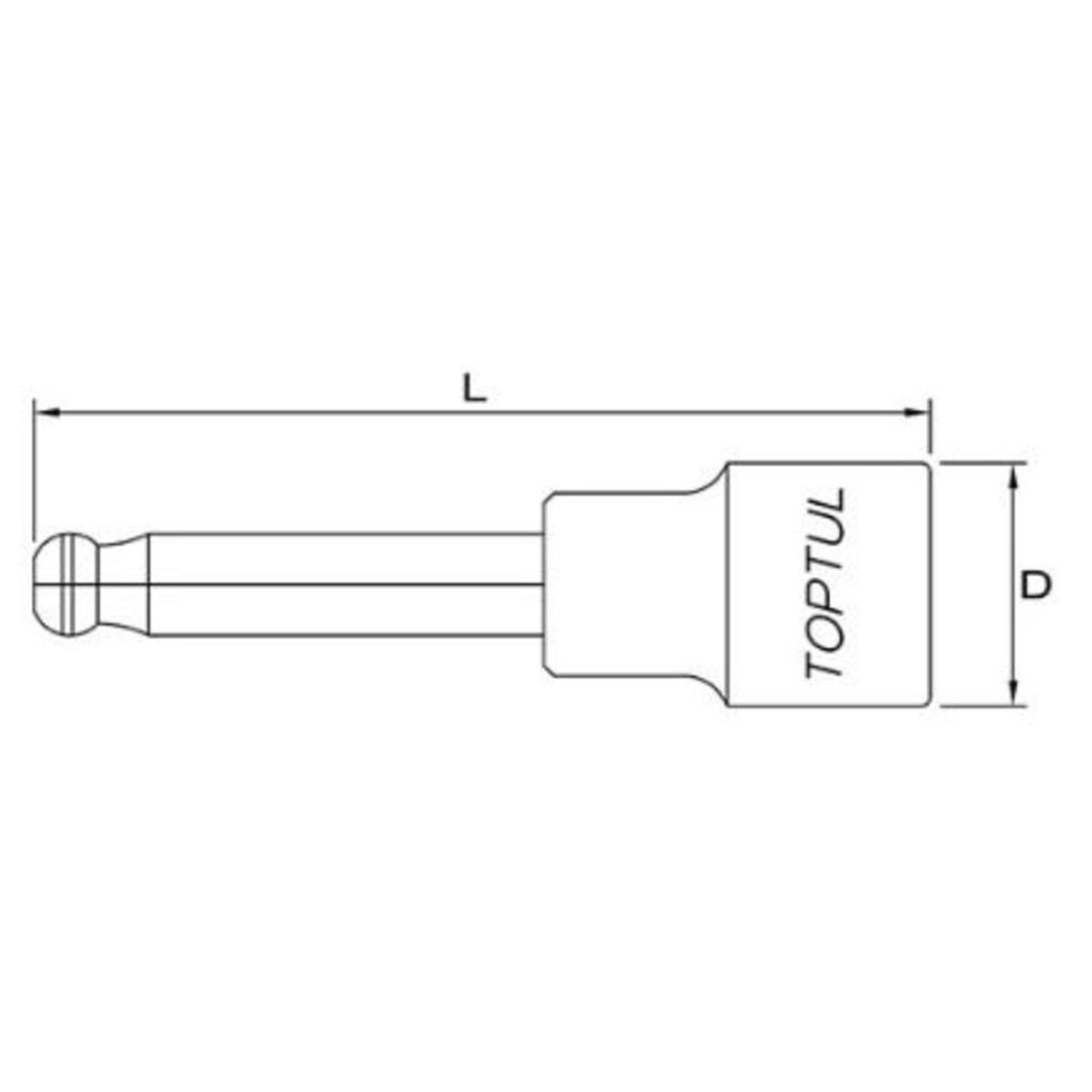 6-kant einsatz TOPTUL 1/2 zoll mit Kugel 10 mm lang (140mm)