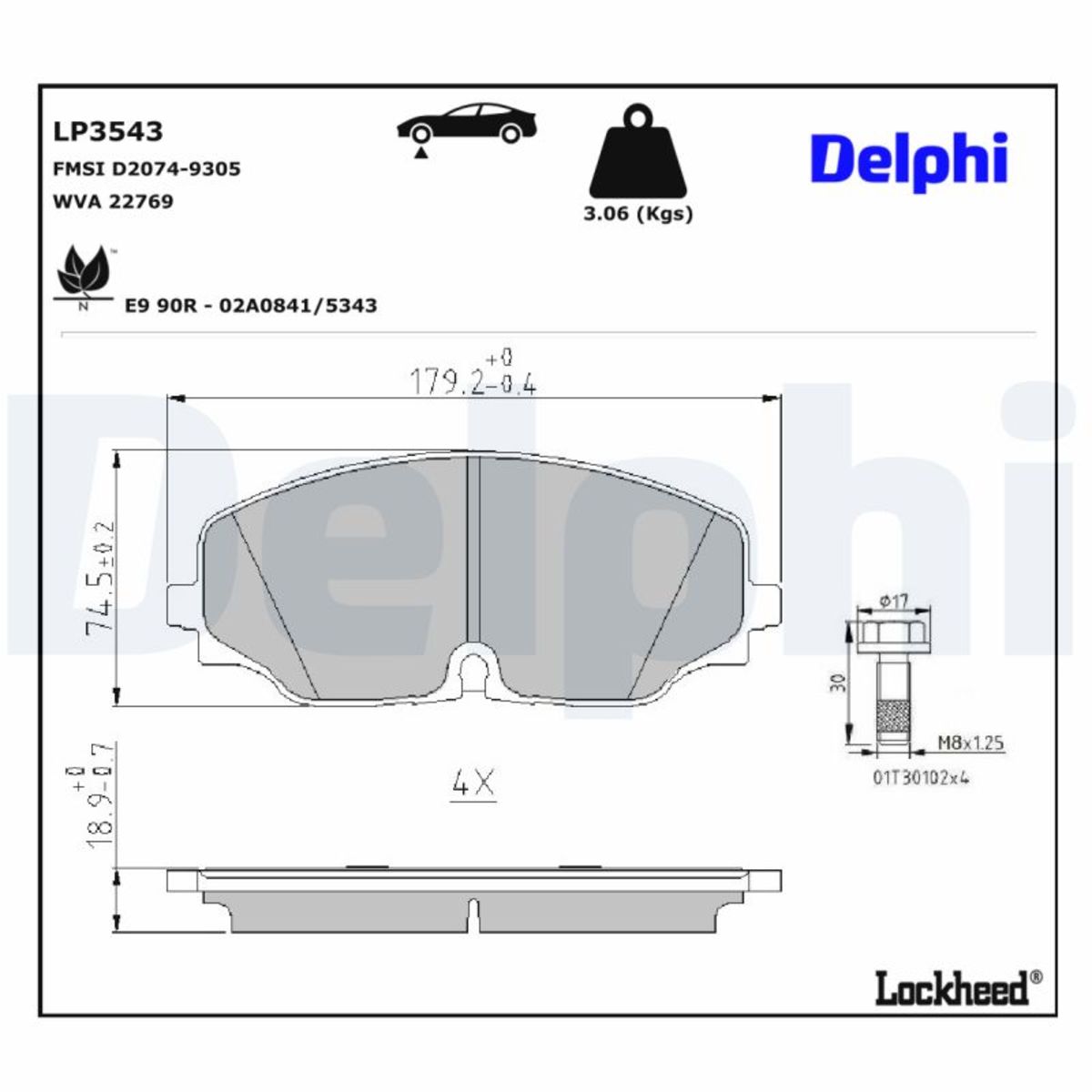 Delphi Bremsbelagsatz Lp3543, Vorne