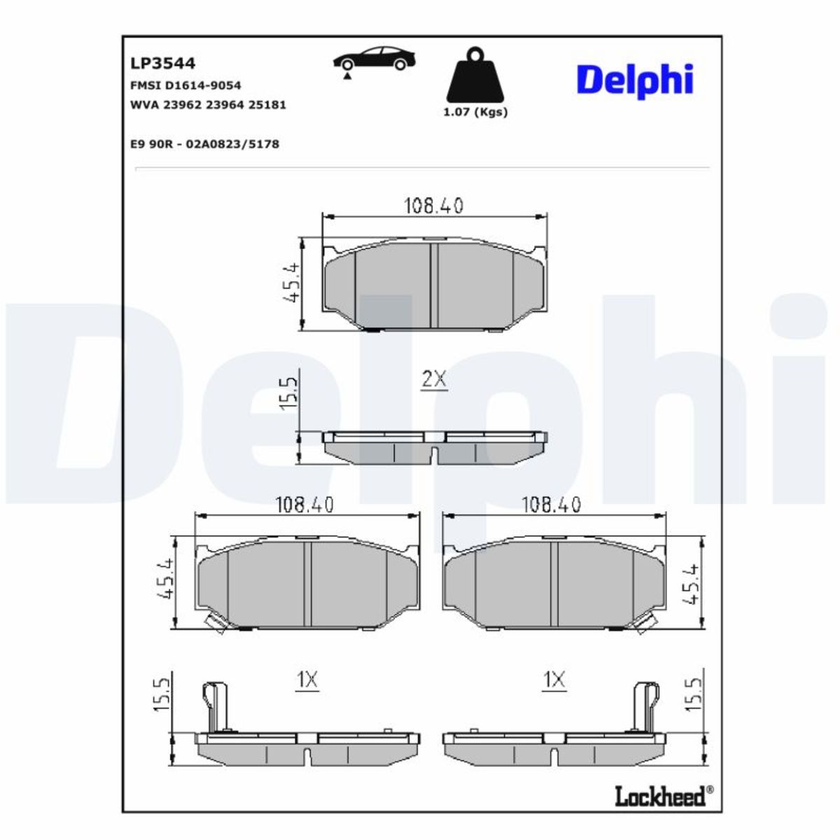 Delphi Kit De Plaquettes De Frein, Frein À Disque Lp3544 Lp3544 Suzuki - Image 3