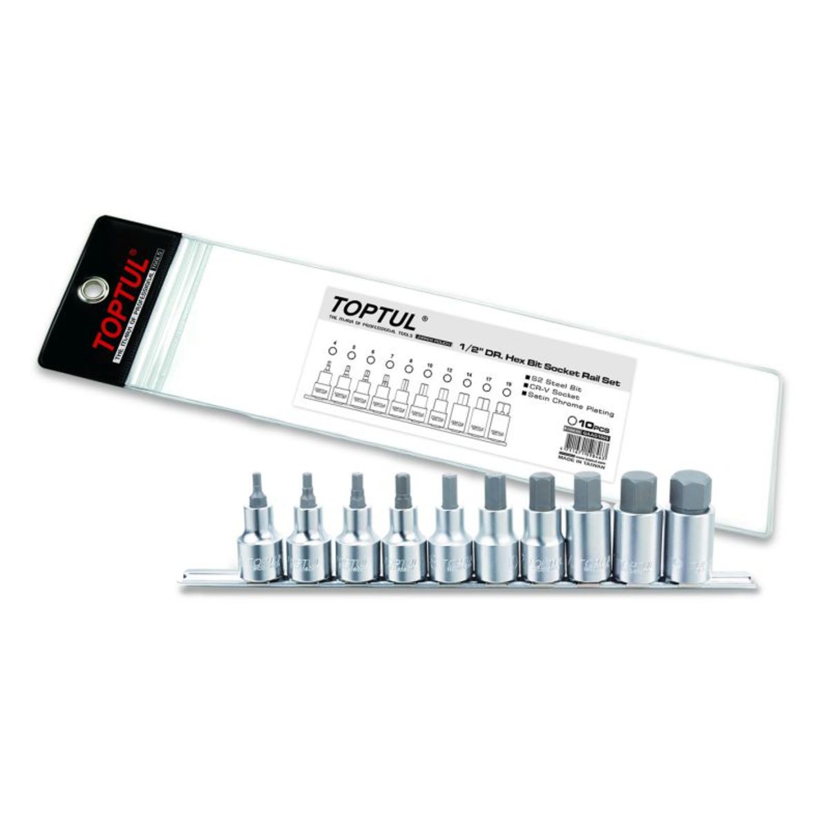 Image of Zeskantschroevendraaierbit doppenset  1/2 inch 10 Stk 4, 5, 6, 7, 8, 10, 12, 14, 17, 19 mm