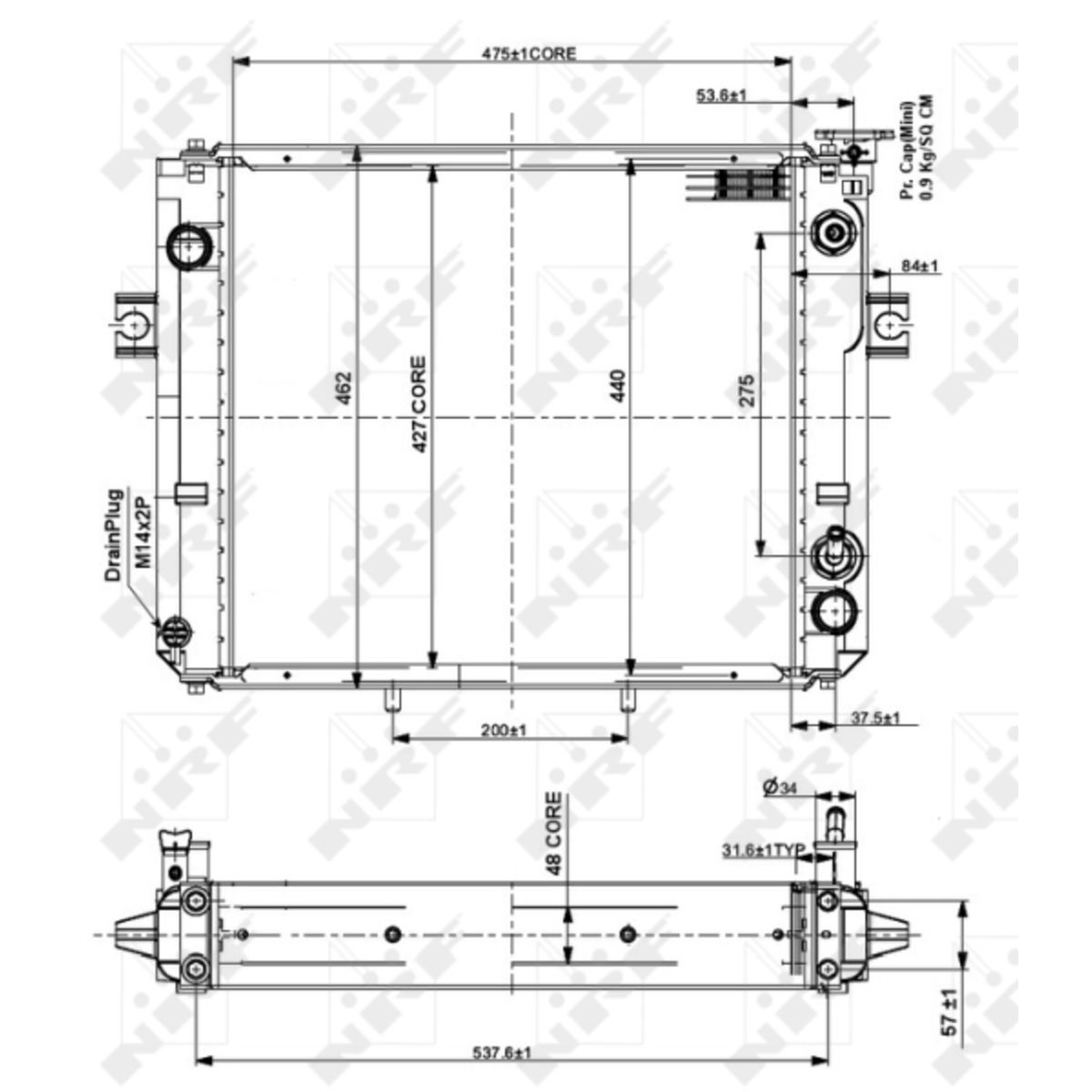 Nrf Radiatore, Batteria Di Avviamento 52302