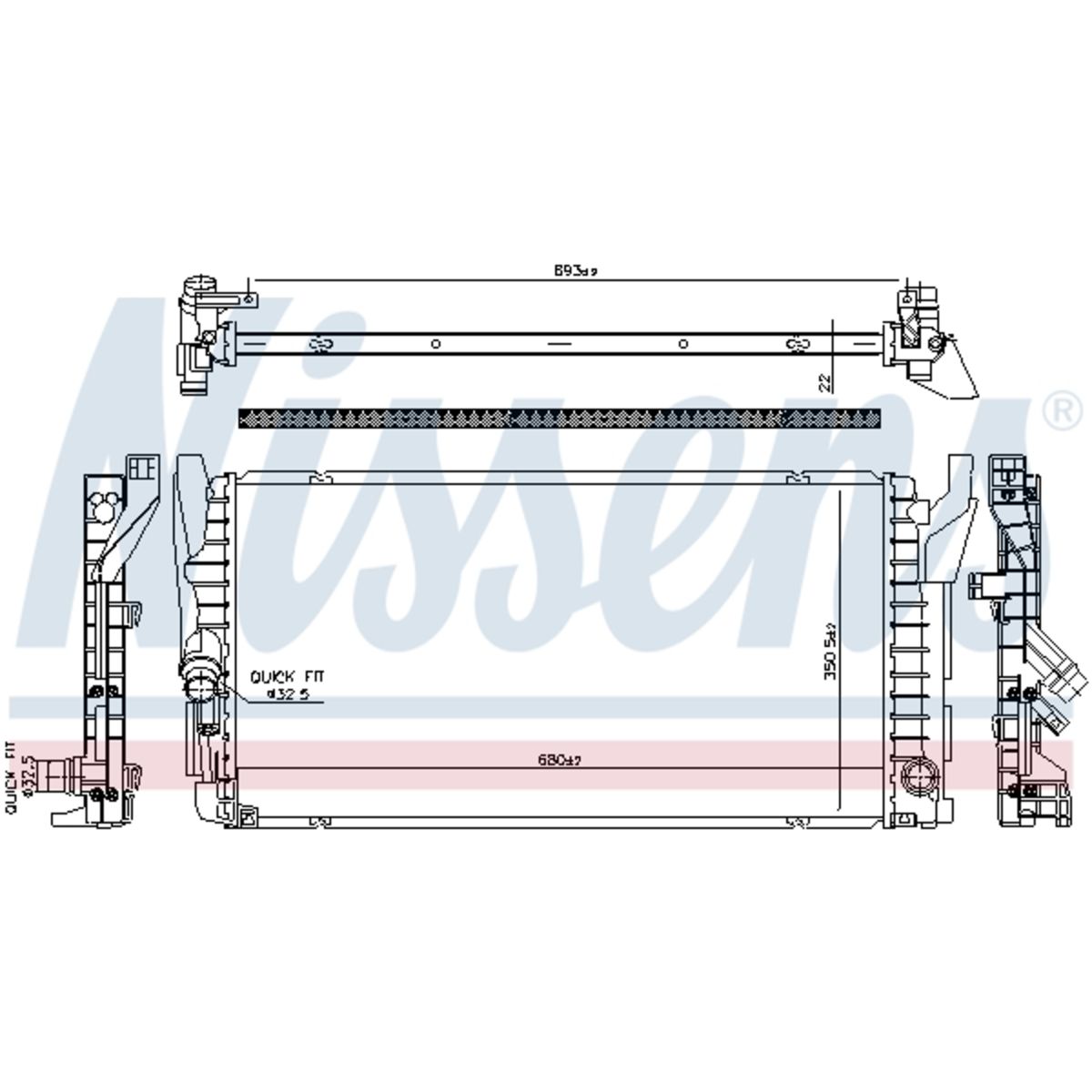 Nissens Kühler, Motorkühlung Größe 22.0 606385