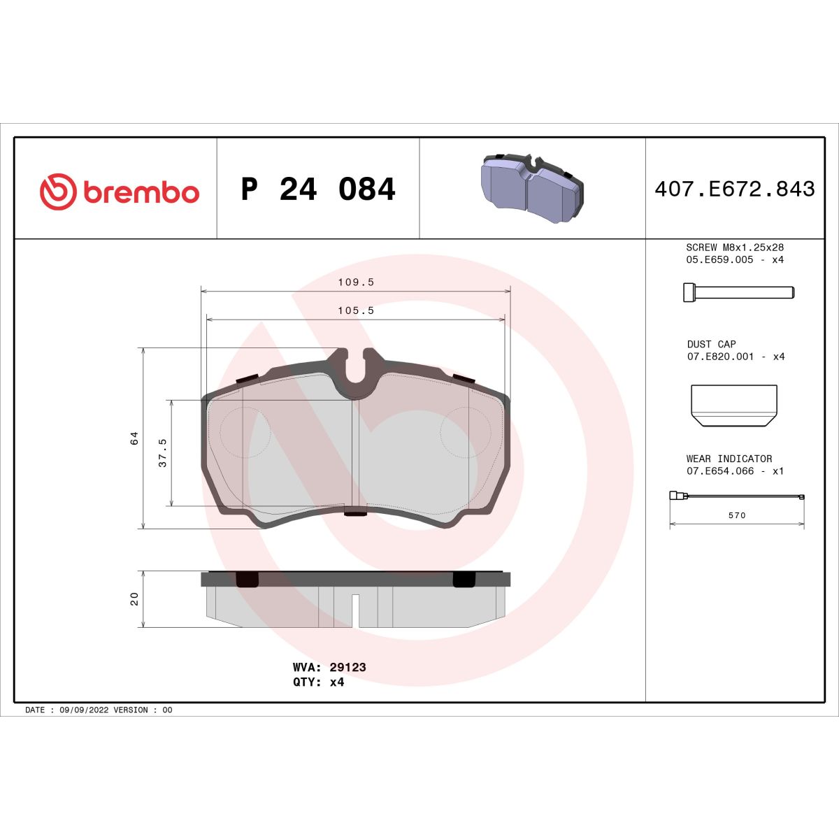 Brembo Bremsbelagsatz P 24 084