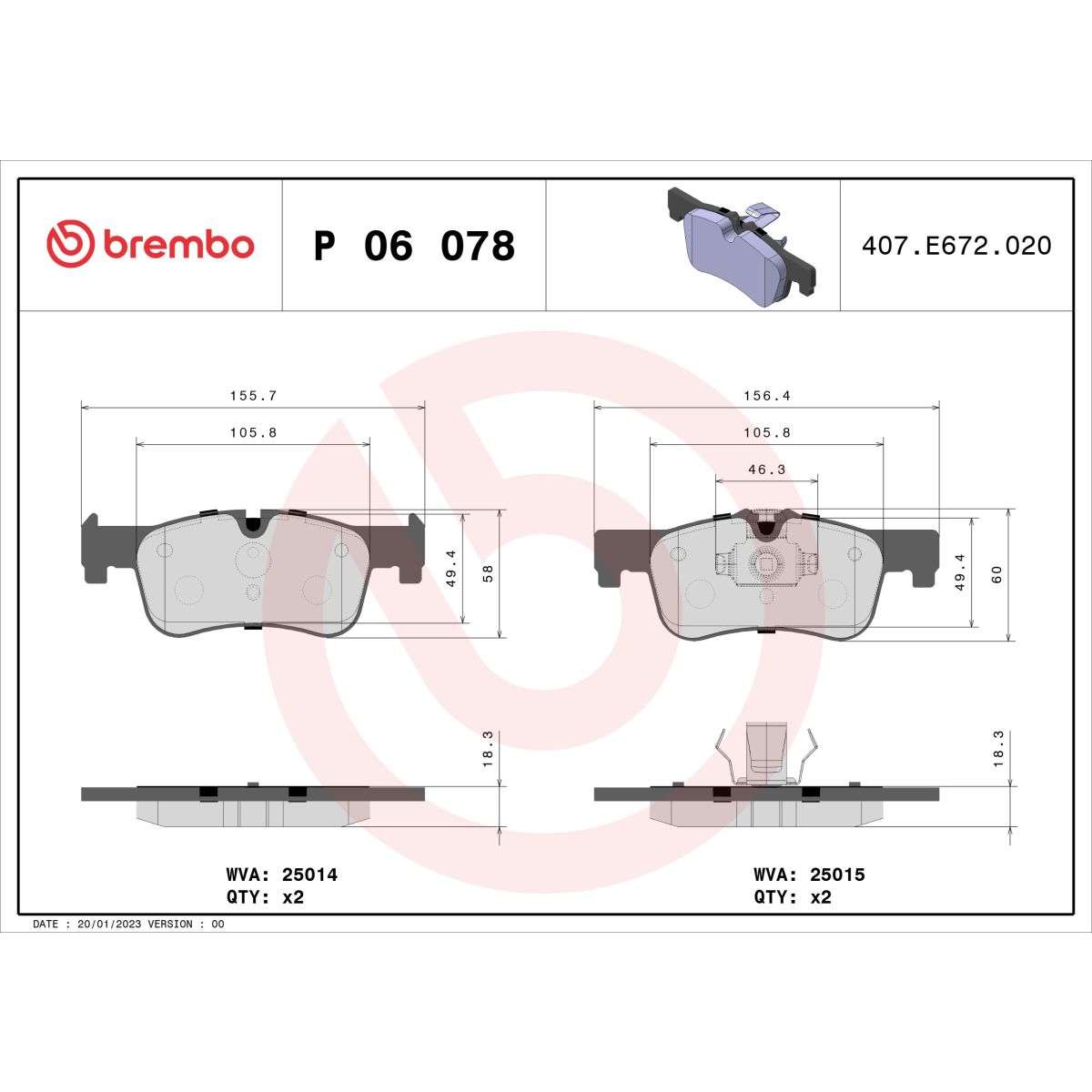 Image of Remblokset  Xtra , voor
