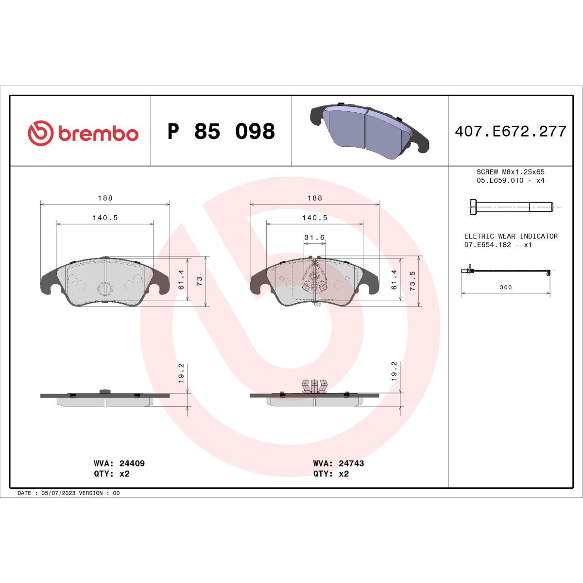 Image of Remblokset  Xtra , voor