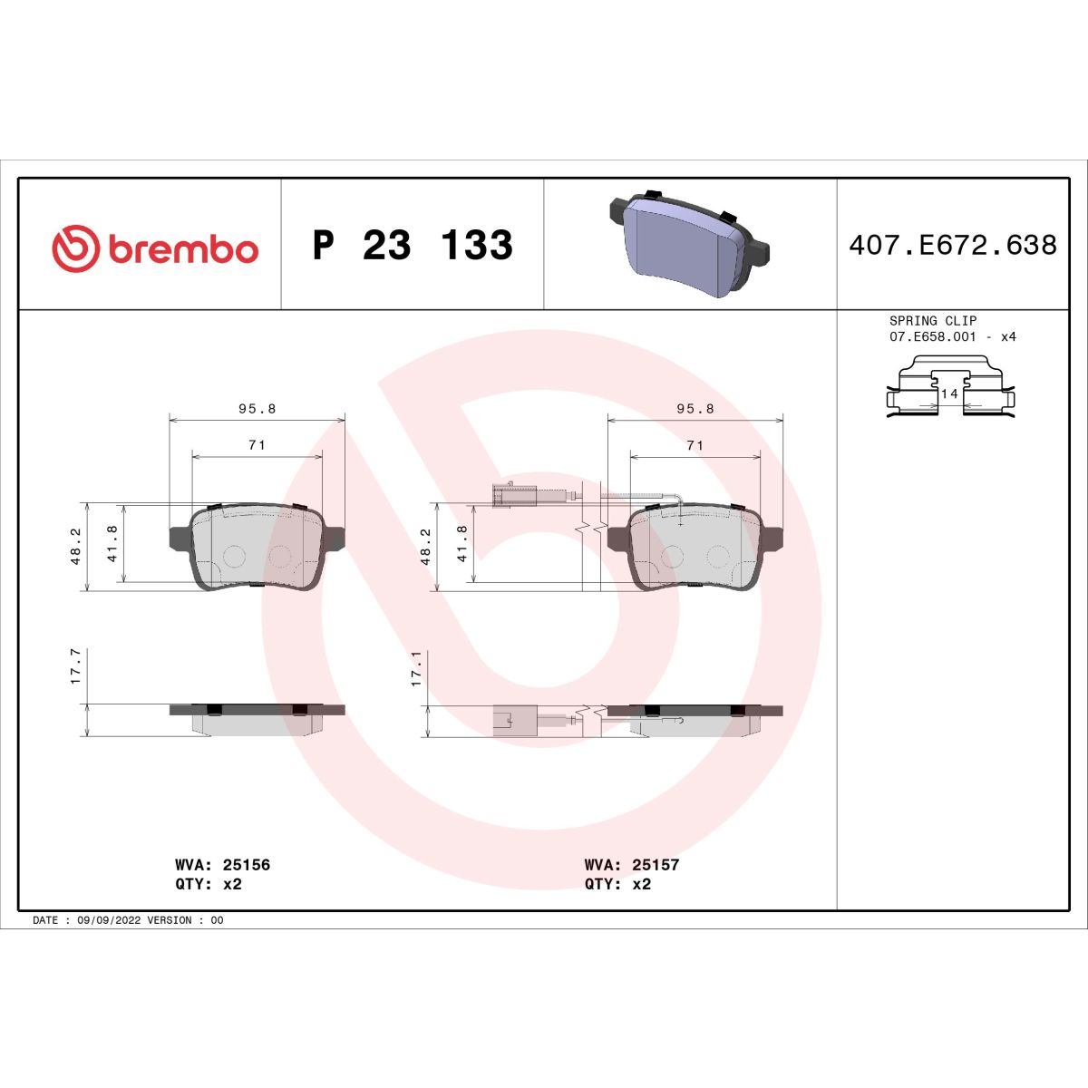 Image of Remblokset  Xtra , achter
