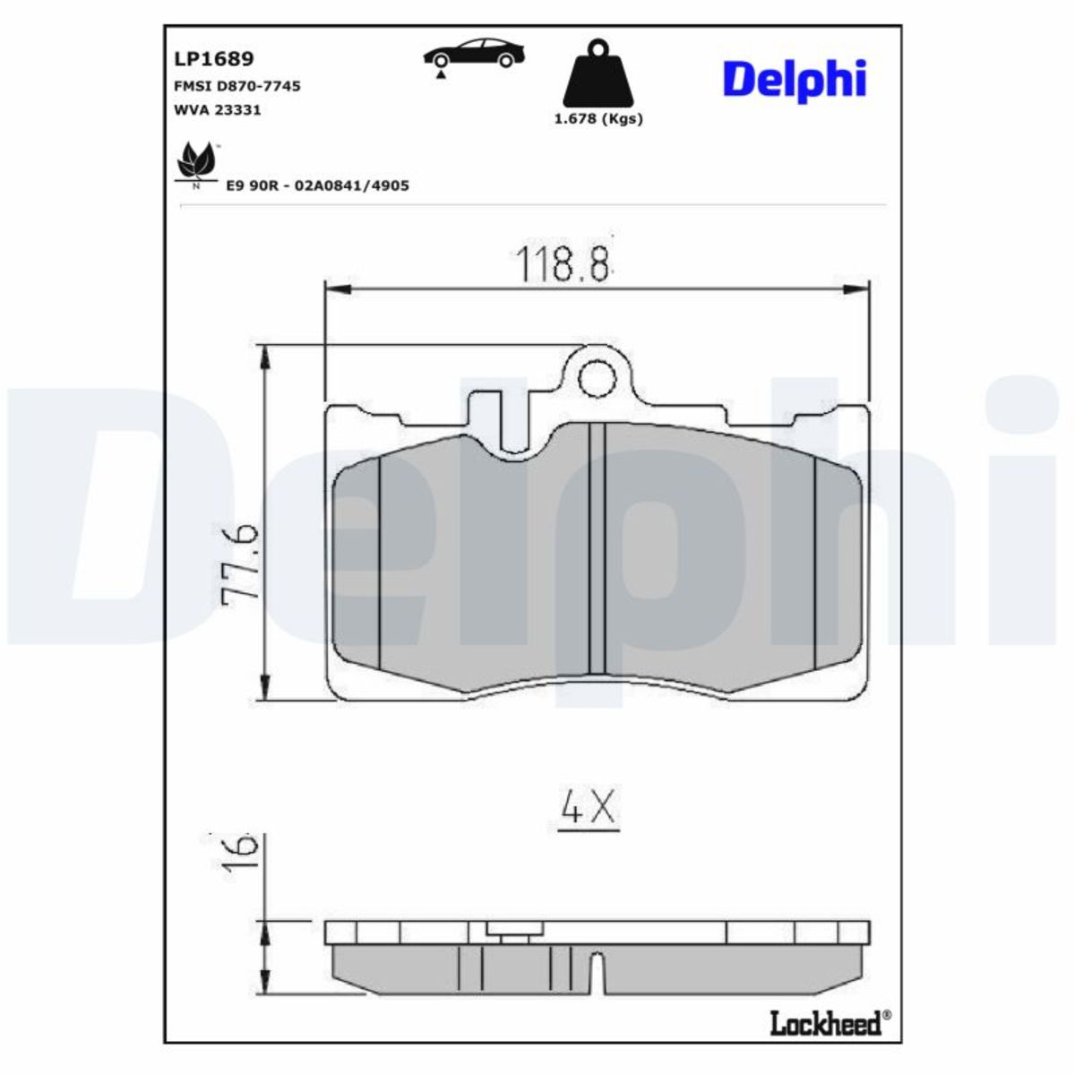 Delphi LP1689 Bremsbelagsatz für Scheibenbremse Bremsbelagsatz für Lexus - Bild 5