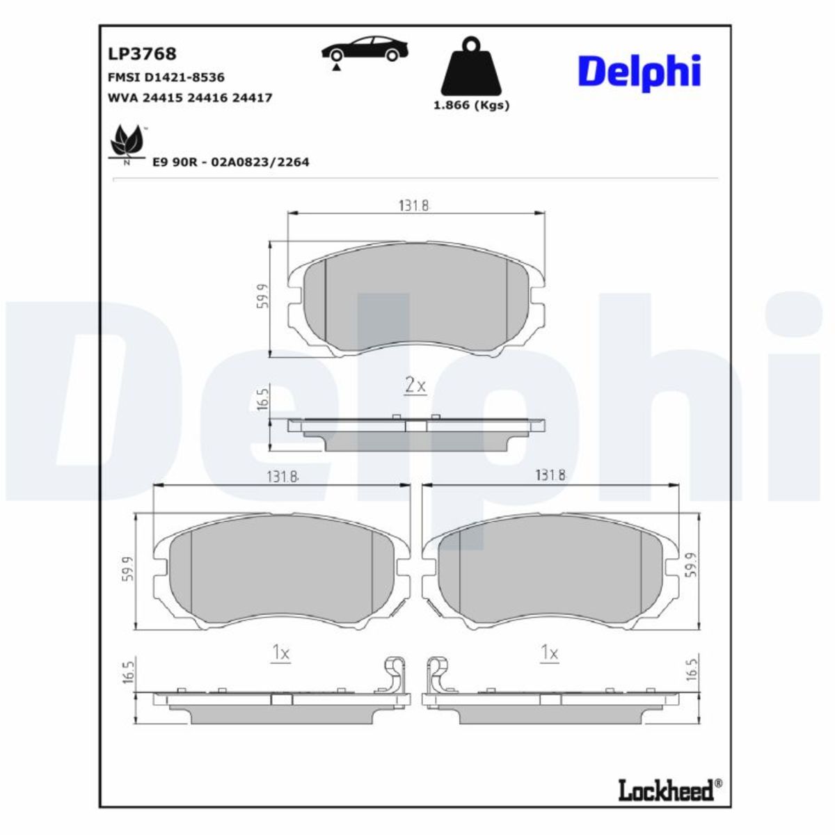 Bremsbelagsatz DELPHI LP3768