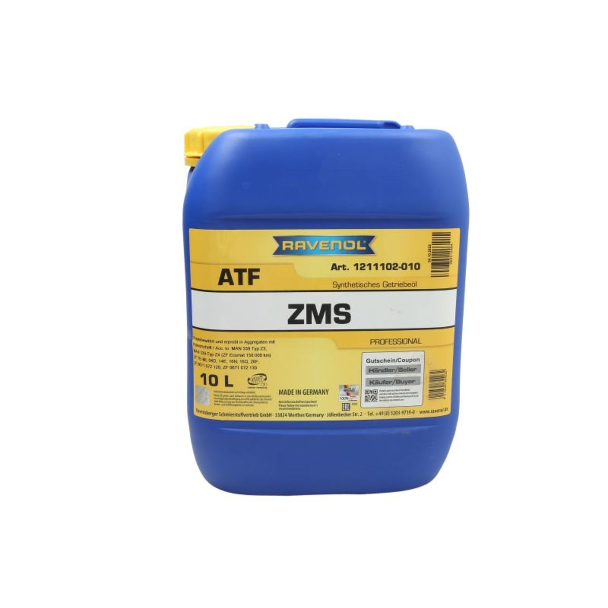Huile pour transmission automatique RAVENOL 1211102 ATF ZMS 10L