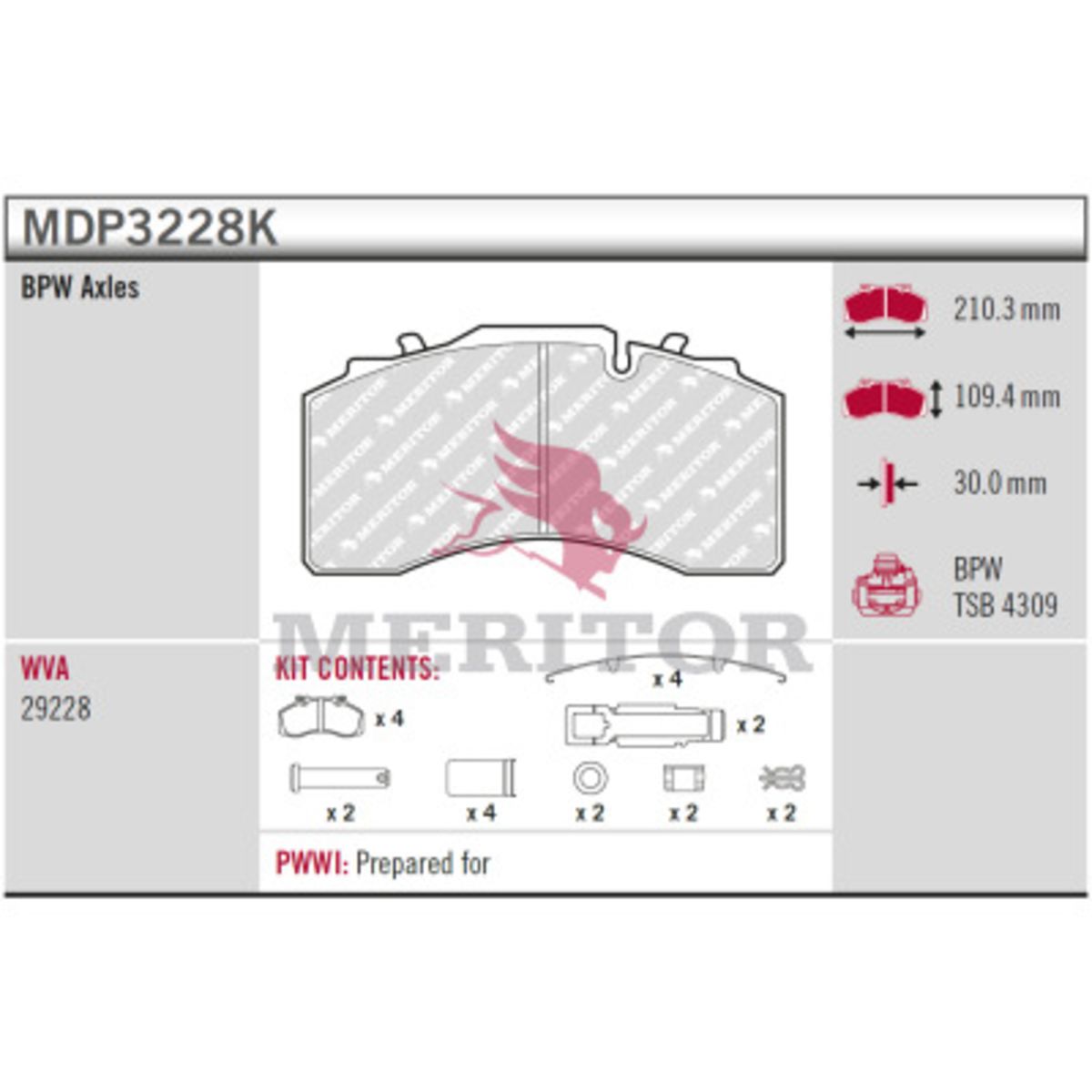 Bremsbelagsatz MERITOR MDP3228K
