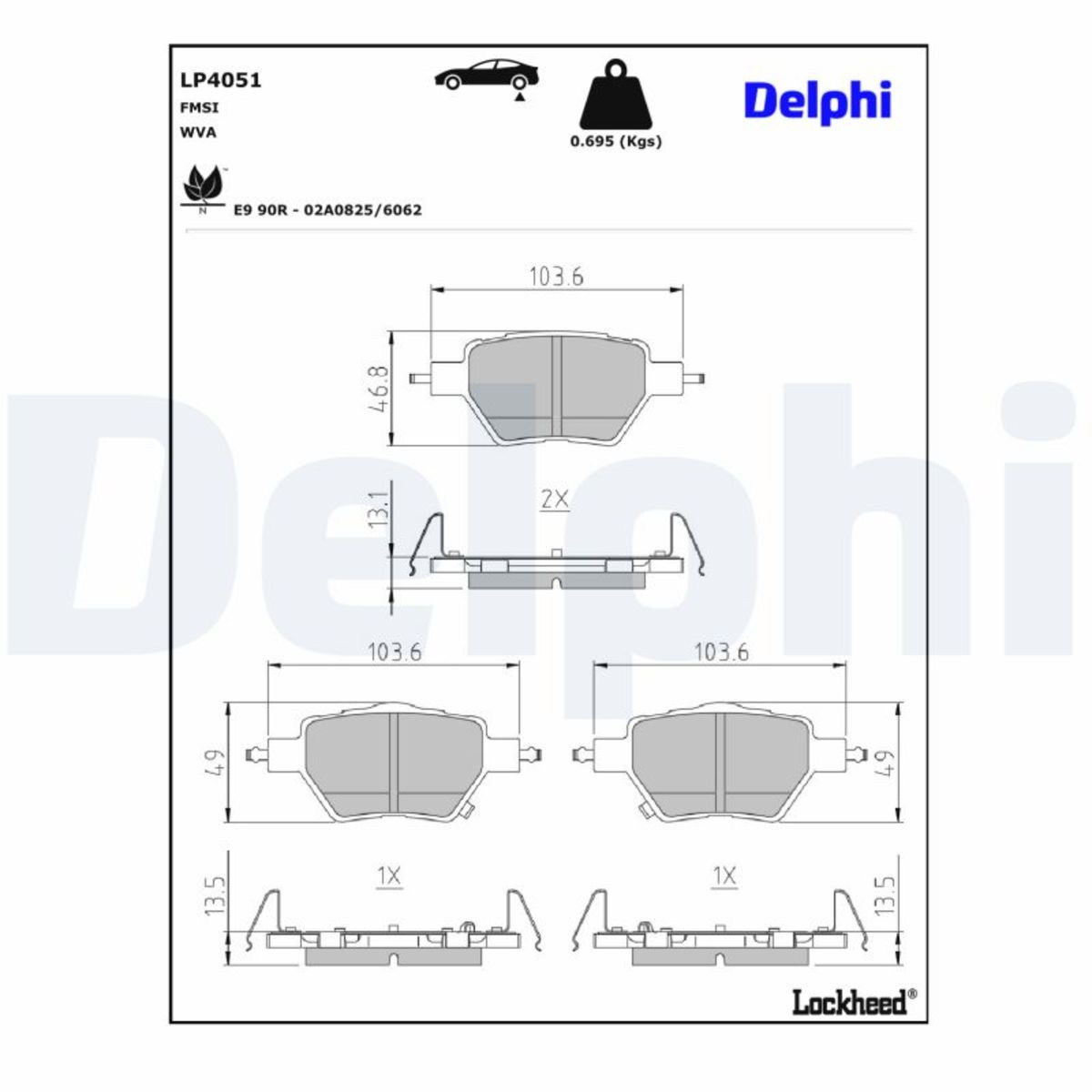 Delphi Bremsbelagsatz Größe 13.1 Lp4051