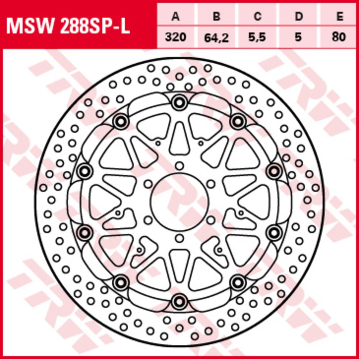 Disco freno TRW MSW288SP-L sinistro, 1 Pezzo