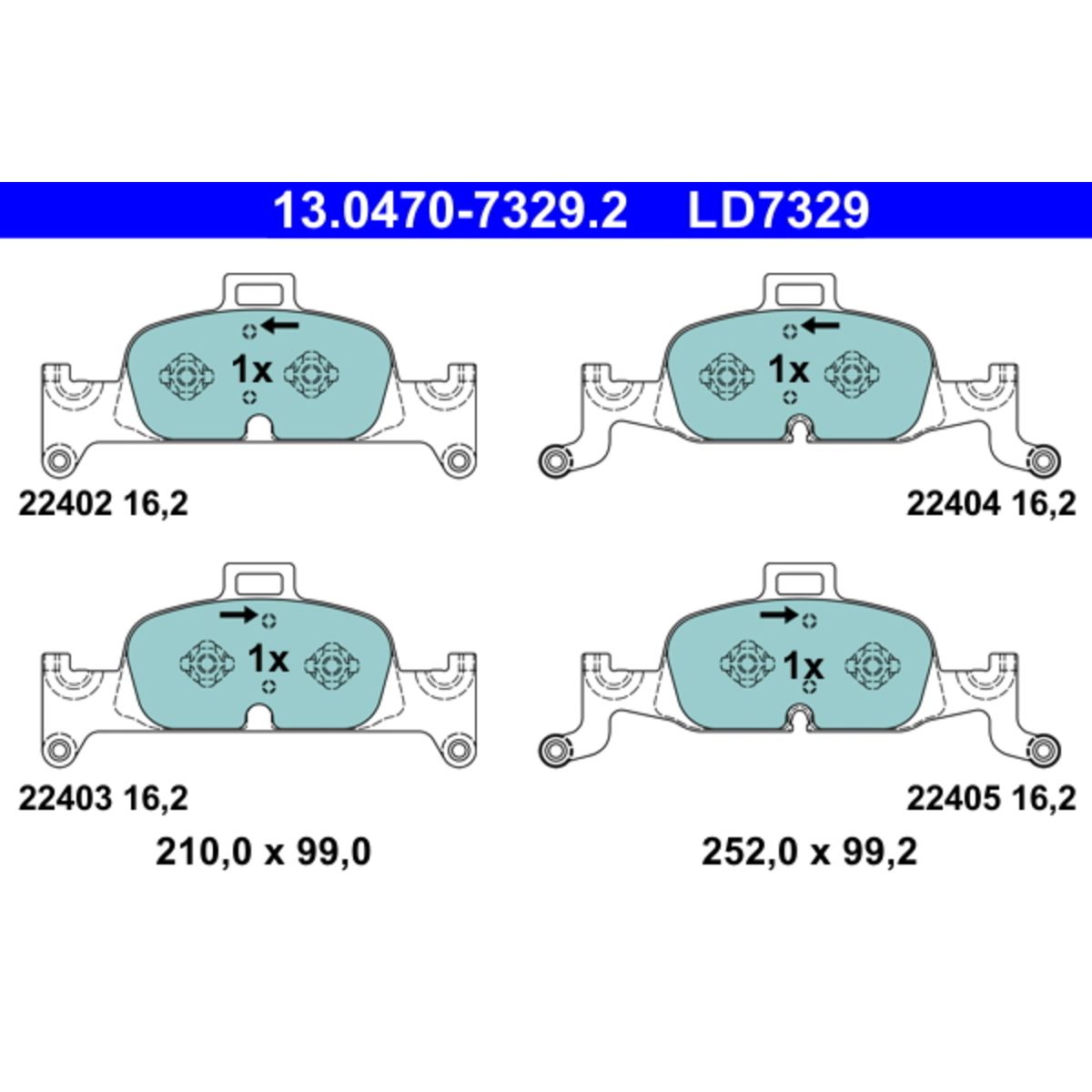 Bremsbelagsatz ATE 13.0470-7329.2, Vorne, Keramik