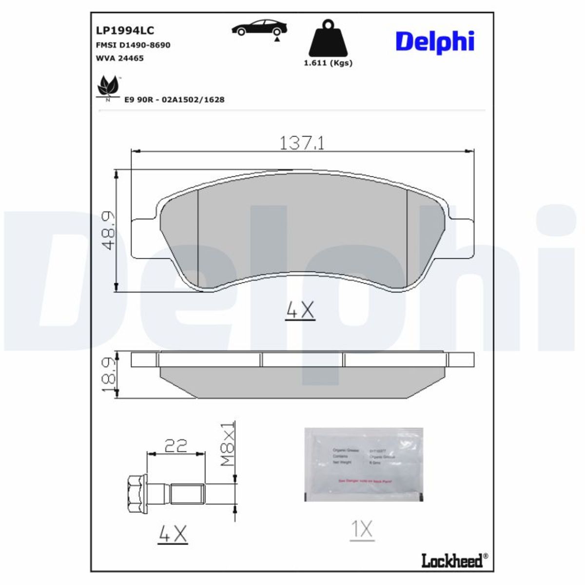 Bremsbelagsatz DELPHI LP1994LC