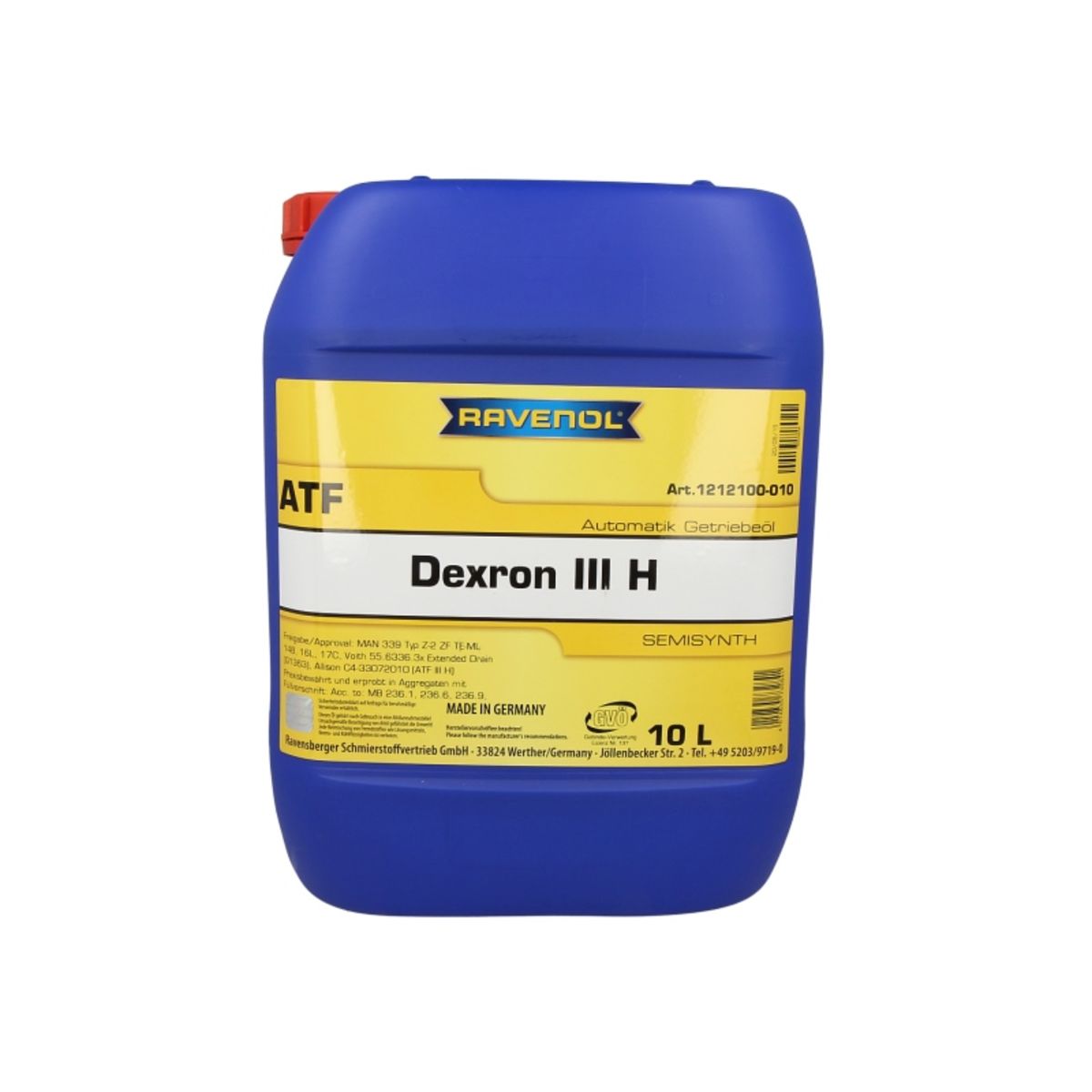 Huile de transmission RAVENOL 1212100 ATF DEXRON III H 10L