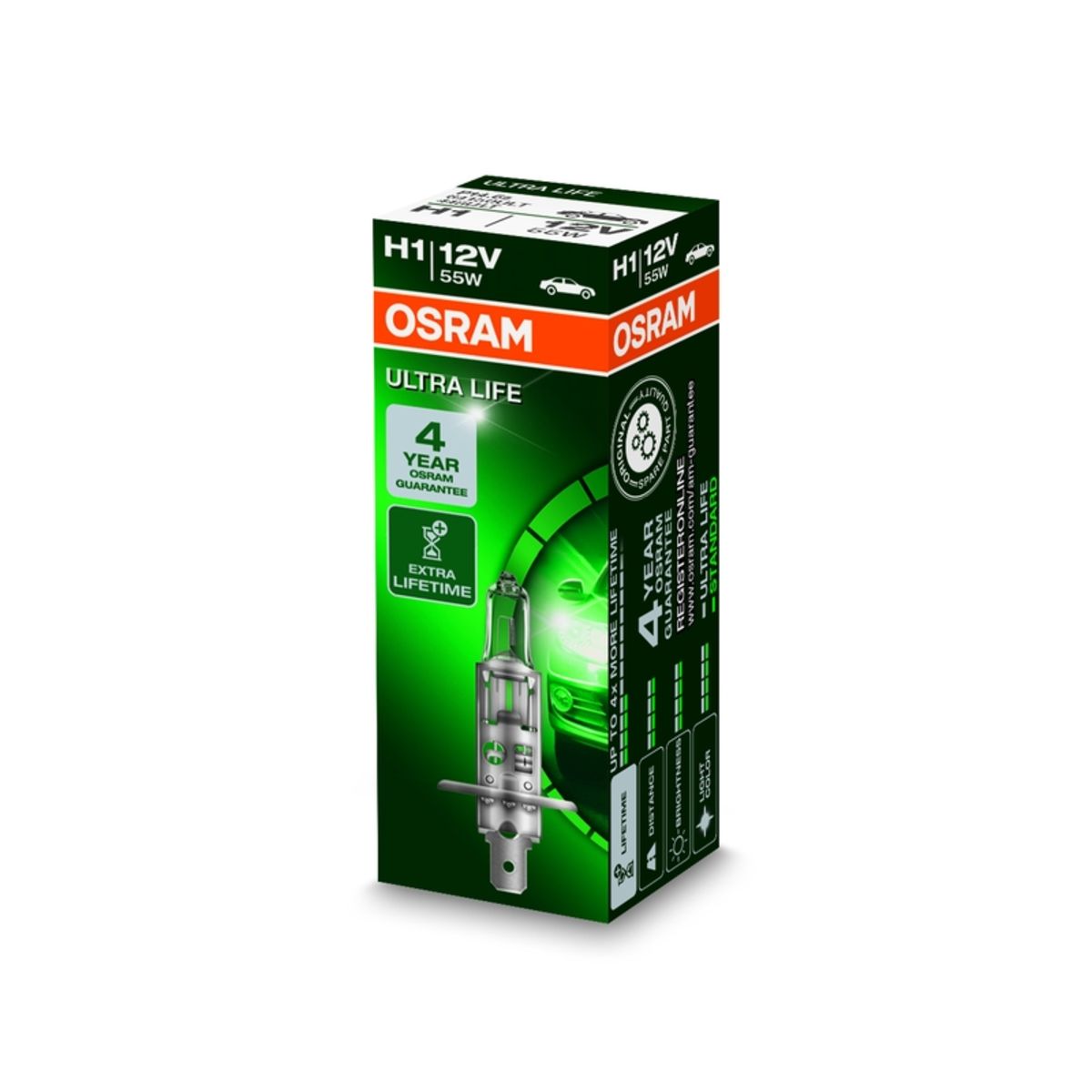 Osram Lampada Alogena H1 Ultra Life 12V, 55W, 1 Pezzo