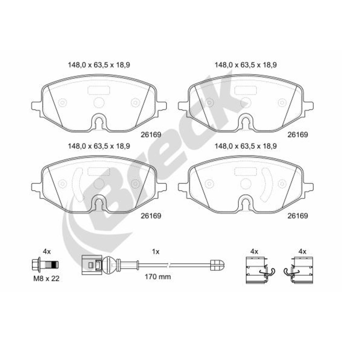 Bremsbelagsatz BRECK 26169 00 701 00