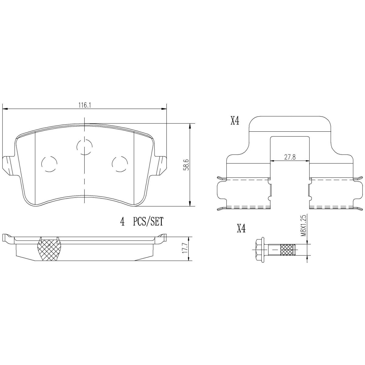Bremsbelagsatz BREMBO P85100NX