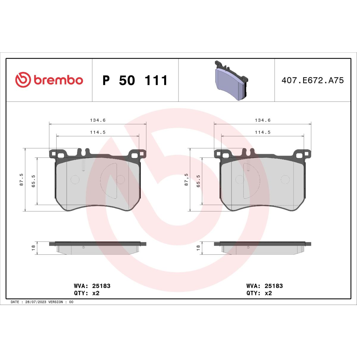 Brembo Bremsbelagsatz P 50 111