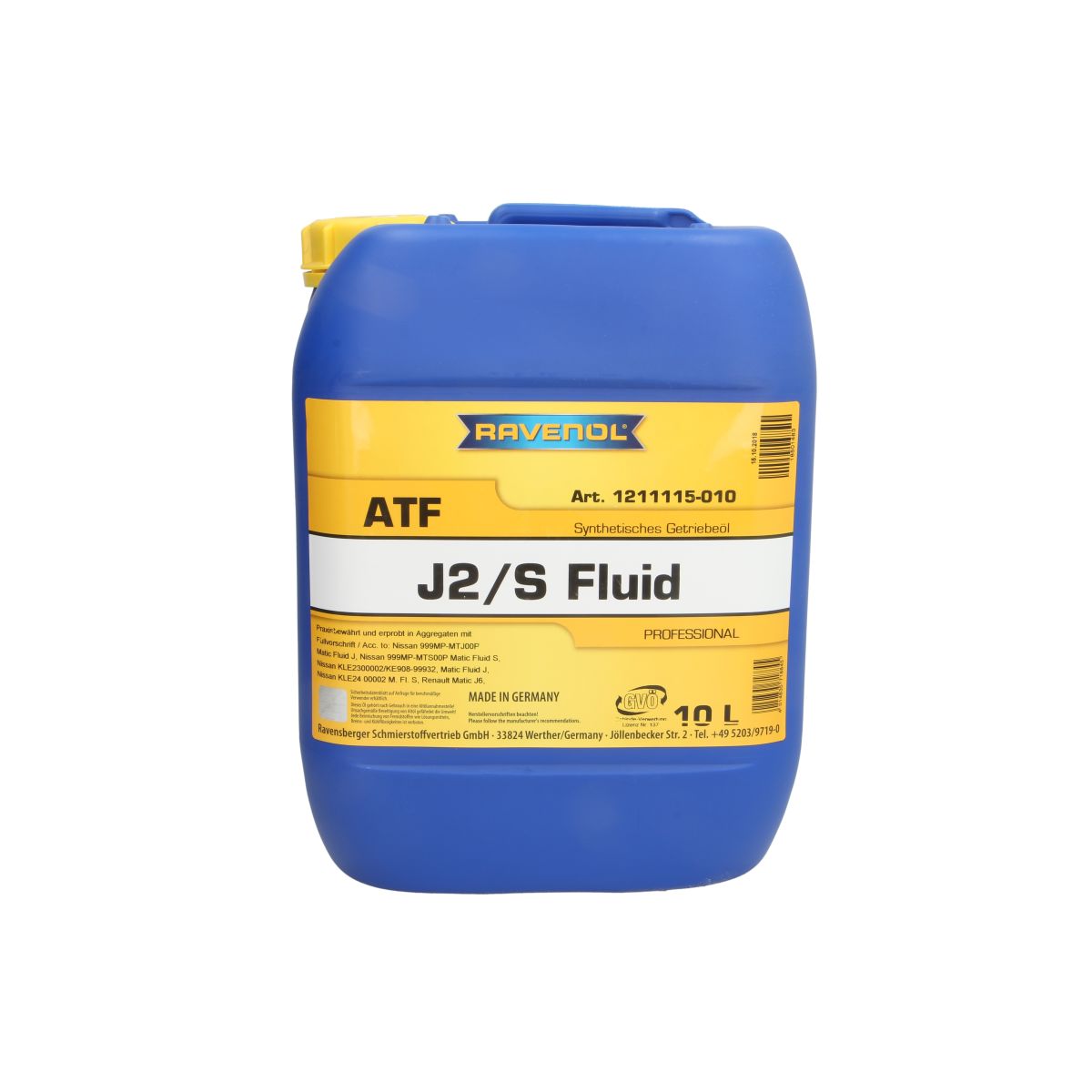 Huile de transmission RAVENOL 1211115 ATF J2/S FLUID 10L