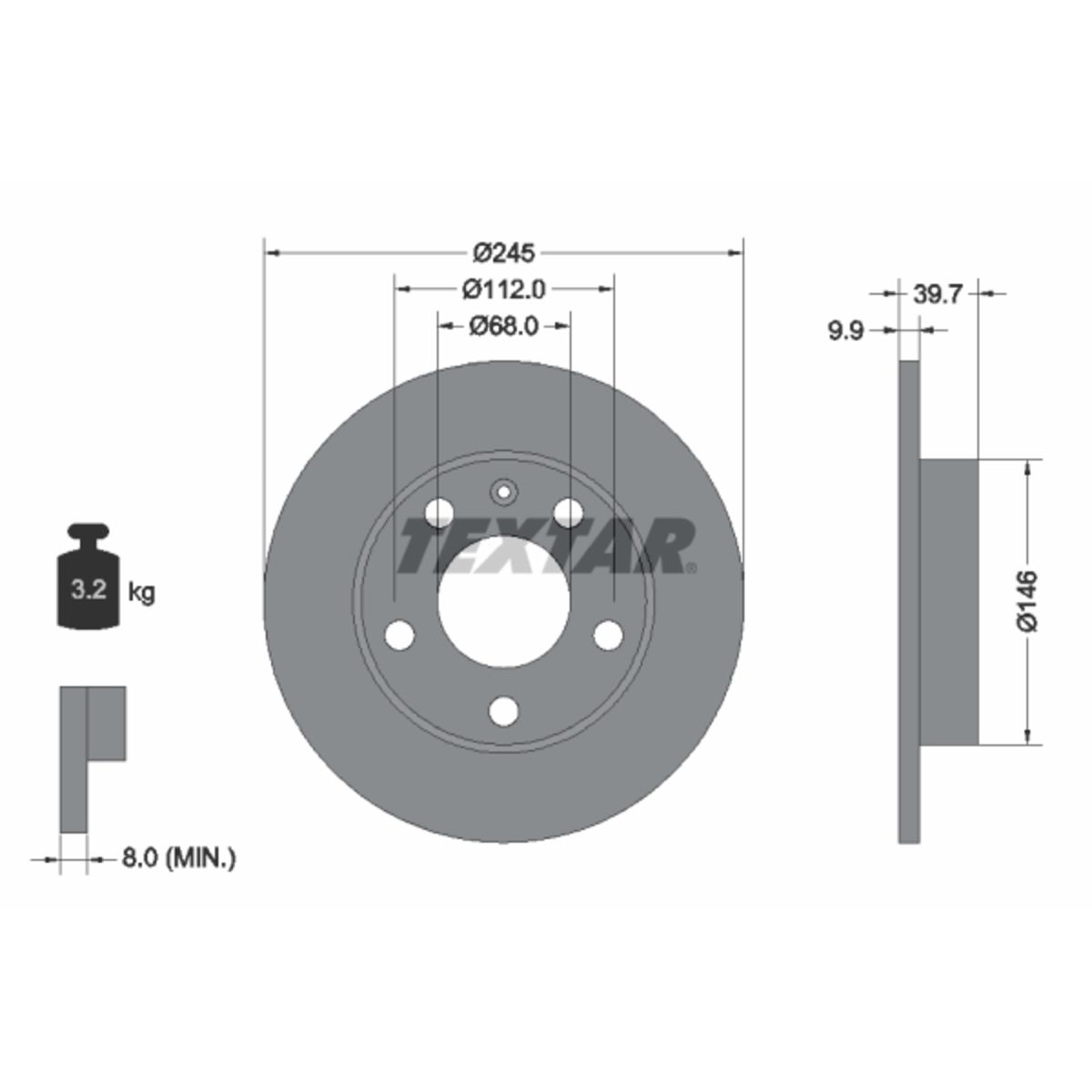 Textar Disque De Frein 92106203 Audi;Seat - Image 4