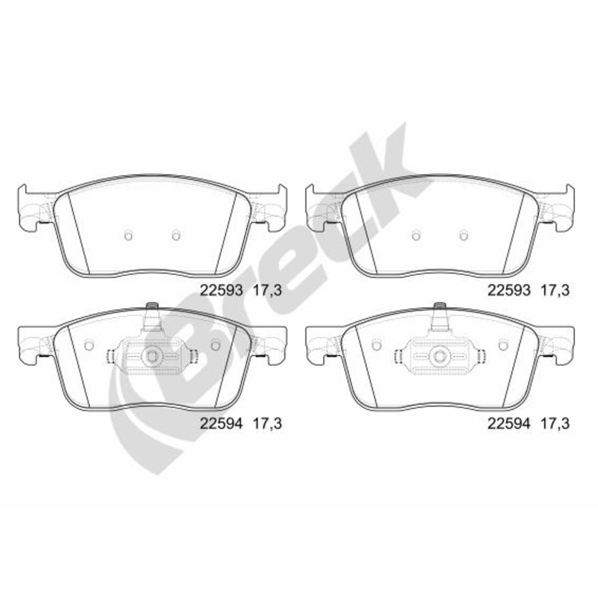 Set di pastiglie freno BRECK 22593 00 703 00, anteriore