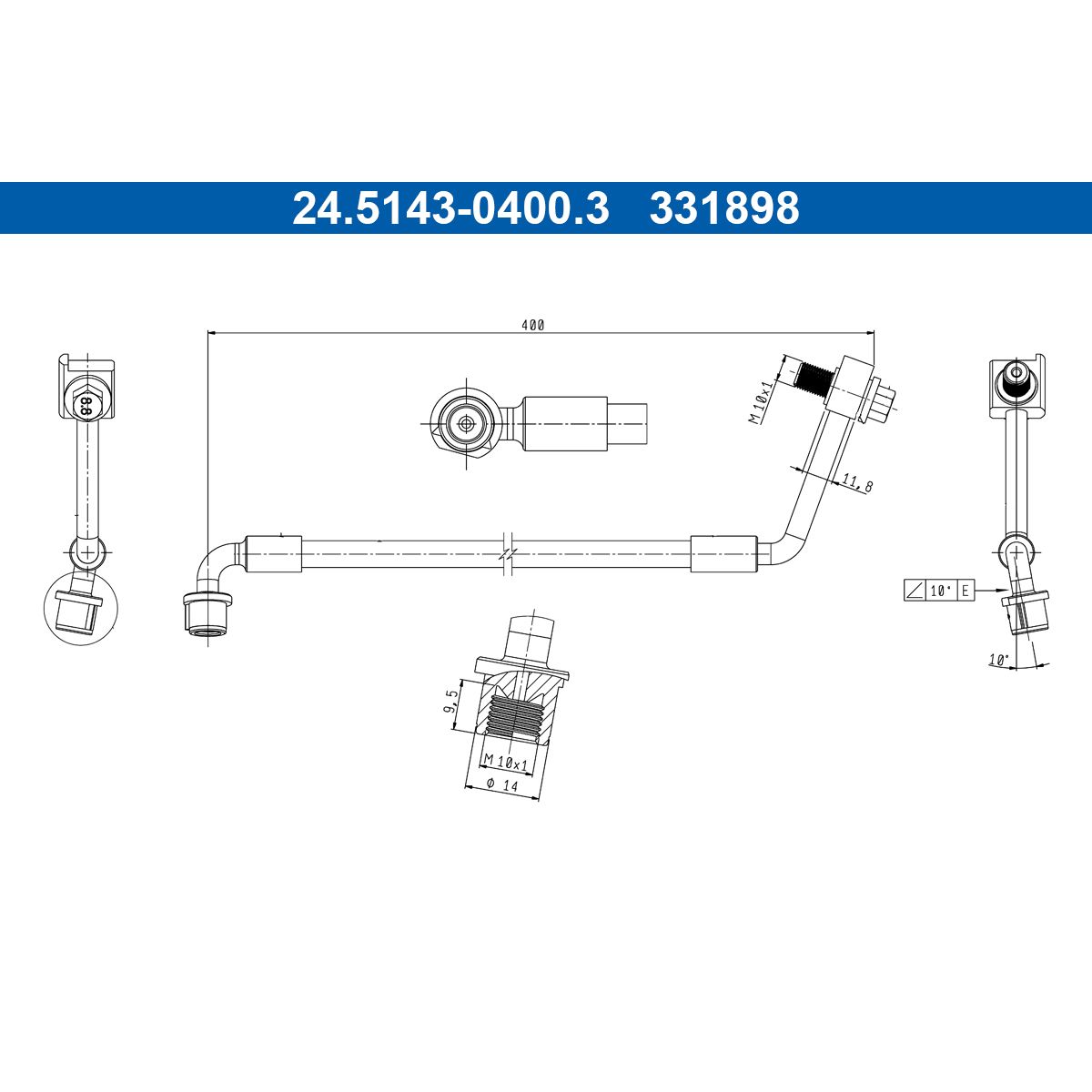 Bremsschlauch ATE 24.5143-0400.3