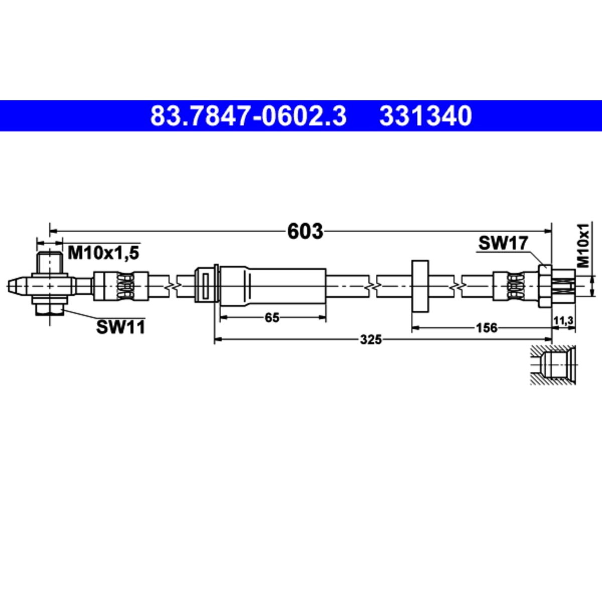 Tubo flessibile freno 83.7847-0602.3 ATE per VW PASSAT B7 PASSAT B7 Variant - Immagine 3