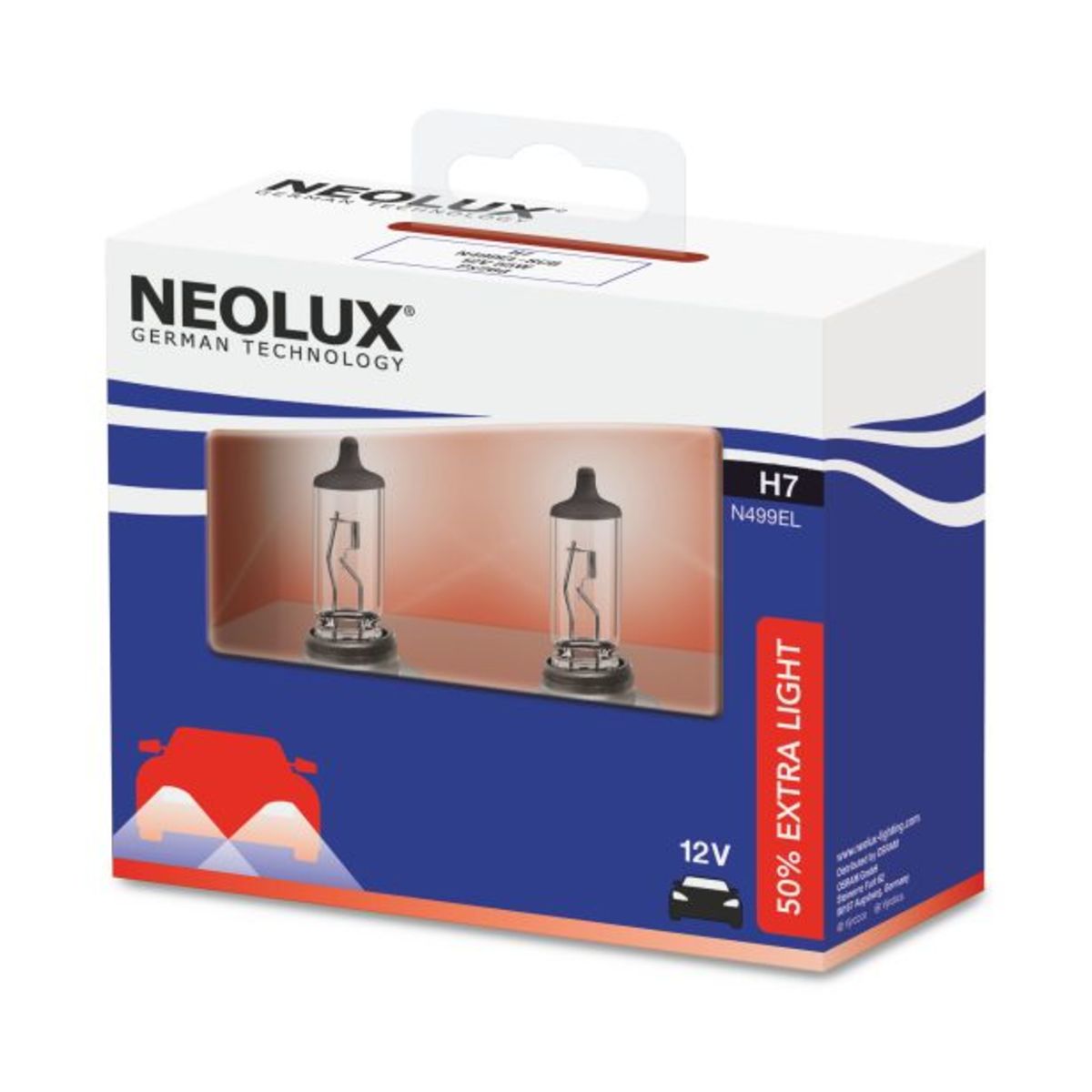 Ampoule halogène NEOLUX H7 Extra Light + 50% 12V/55W, 2 pièce