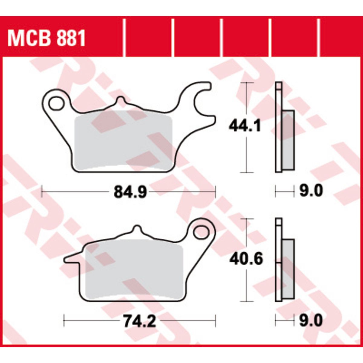 Bremsbelagsatz, ohne Straßenzulassung TRW MOTO MCB881