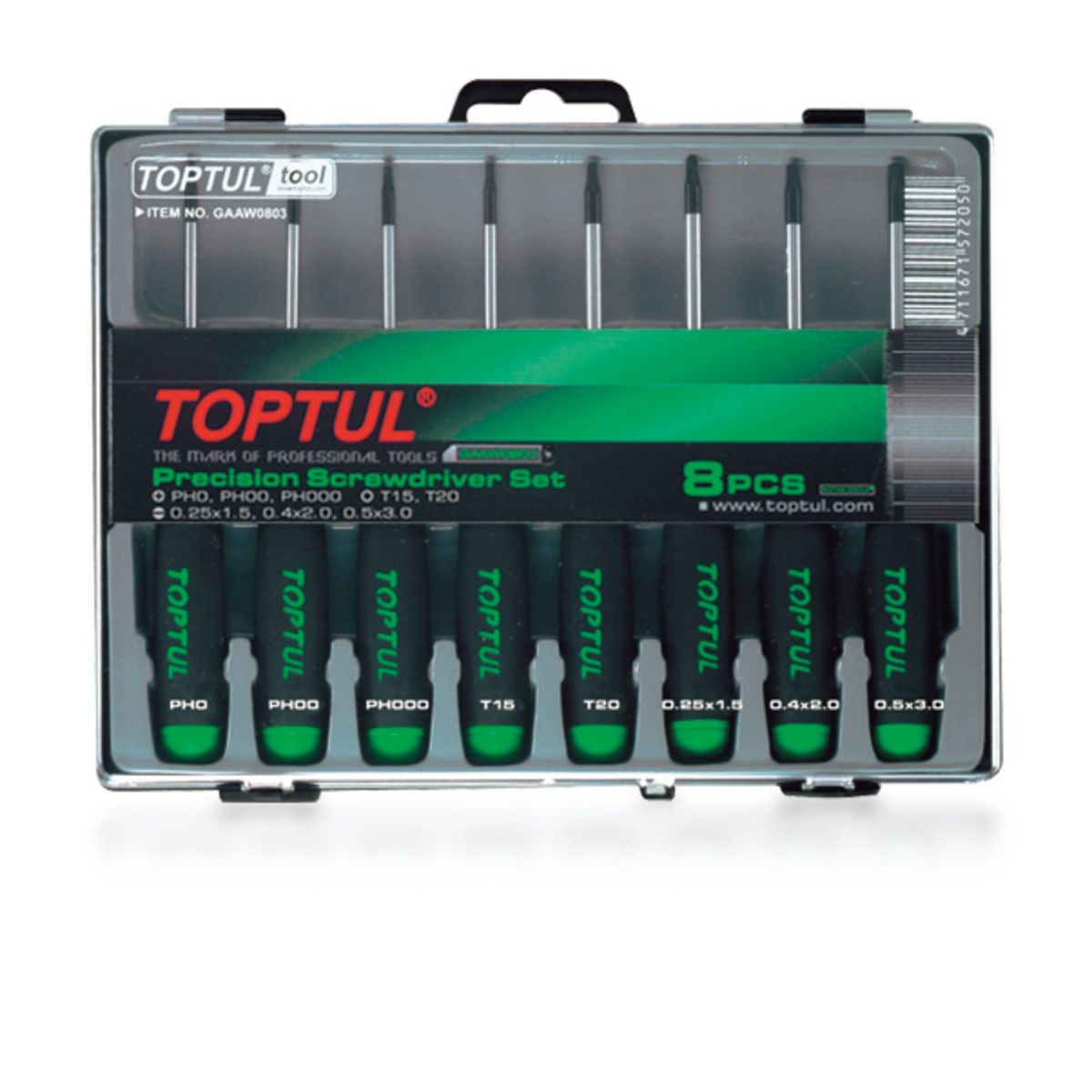 Image of Gleuf Phillips TORX schroevendraaierset  precisie 8 stuks PH0 T15