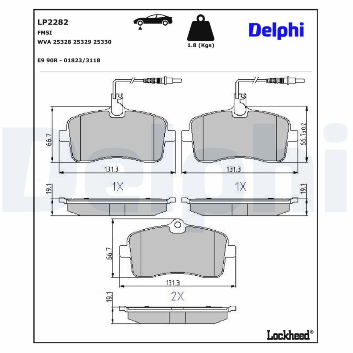 Delphi Jeu De Plaquettes De Frein Lp2282, Avant