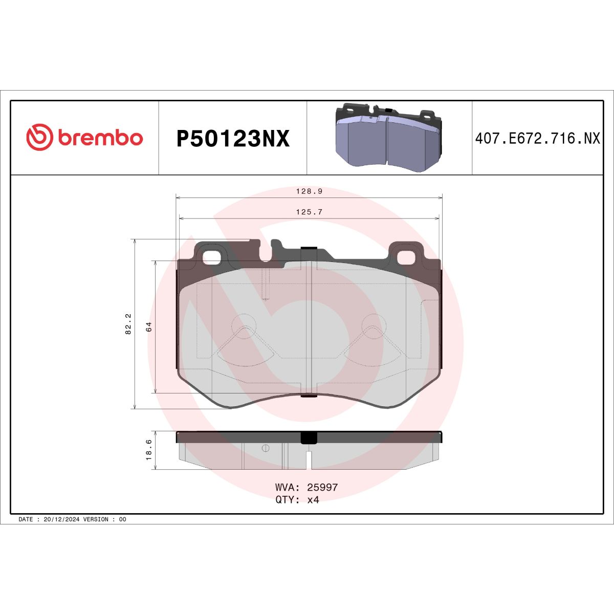 Bremsbelagsatz BREMBO P50123NX