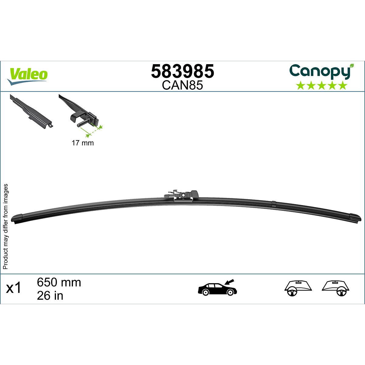 Wisserblad  Canopy , 650mm, Voor, 1 Stuk