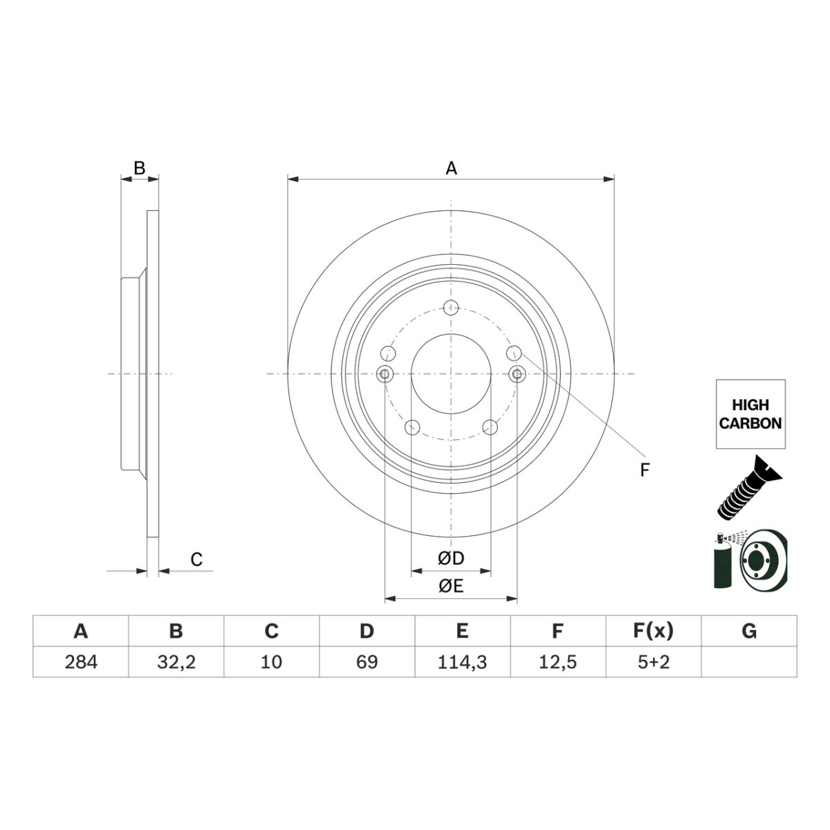 Bremsscheibe BOSCH 0 986 479 G77 hinten, voll, hochkarbonisiert, 1 St&uuml;ck
