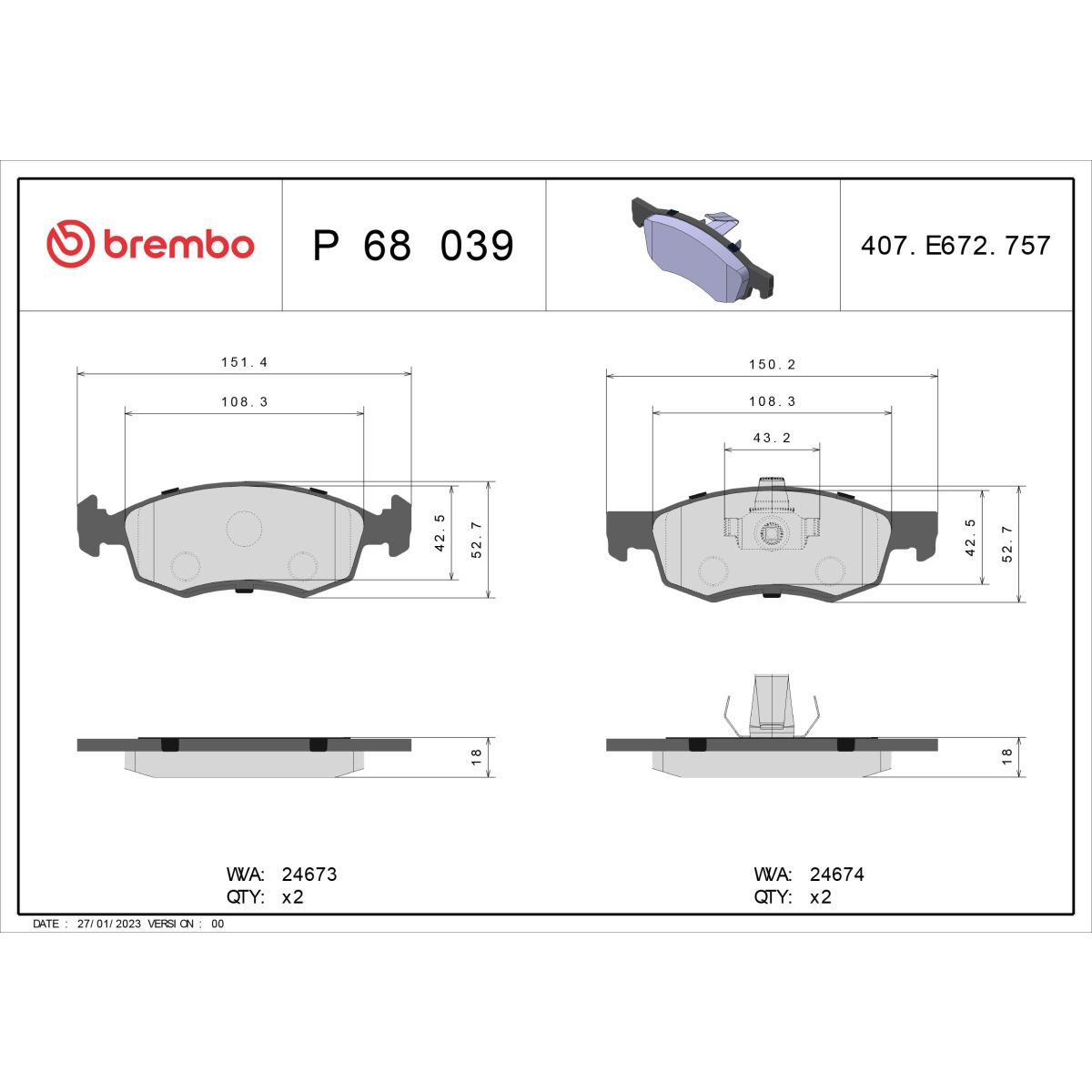 Image of Remblokset  , voor