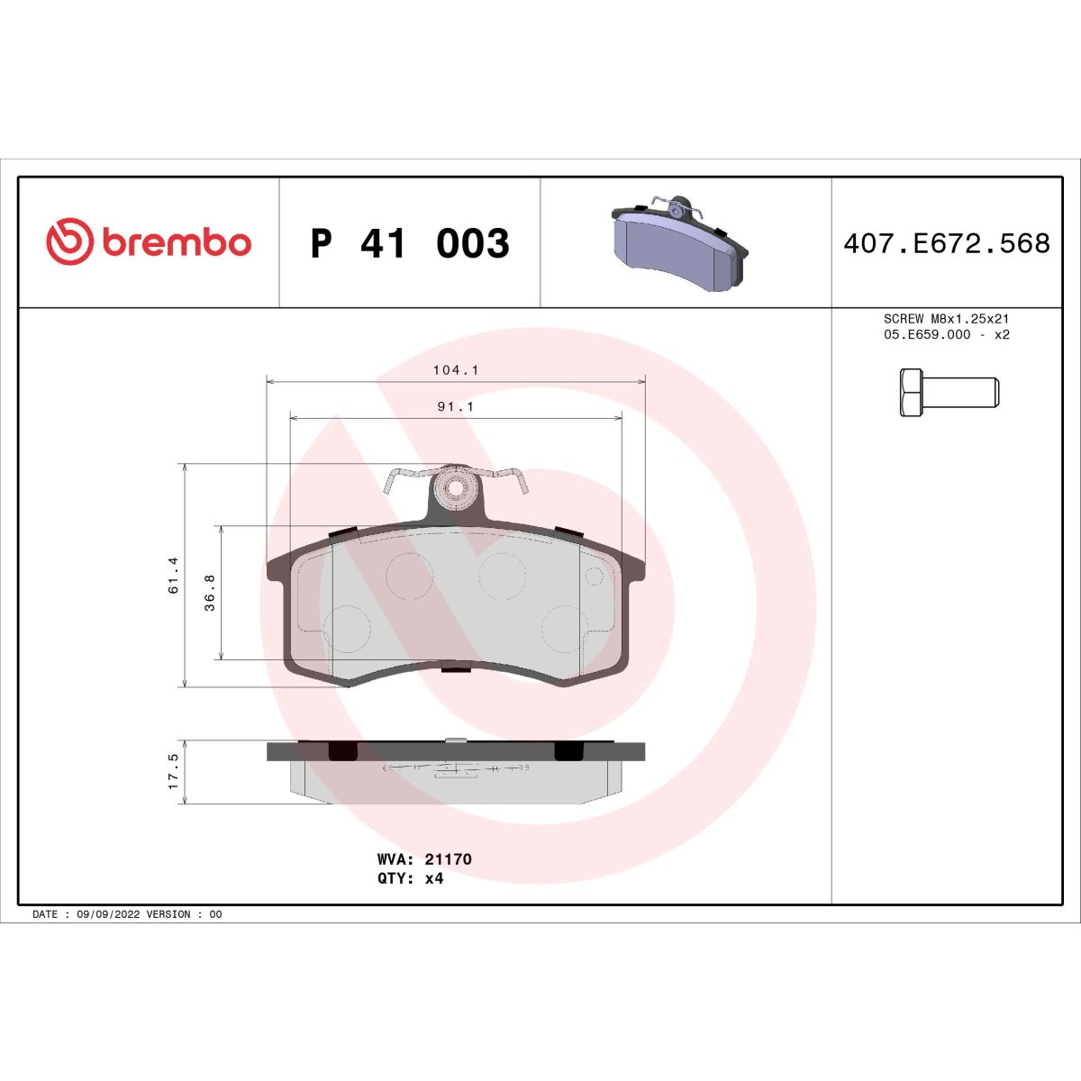 Bremsbelagsatz BREMBO Xtra P 41 003X, Hinten