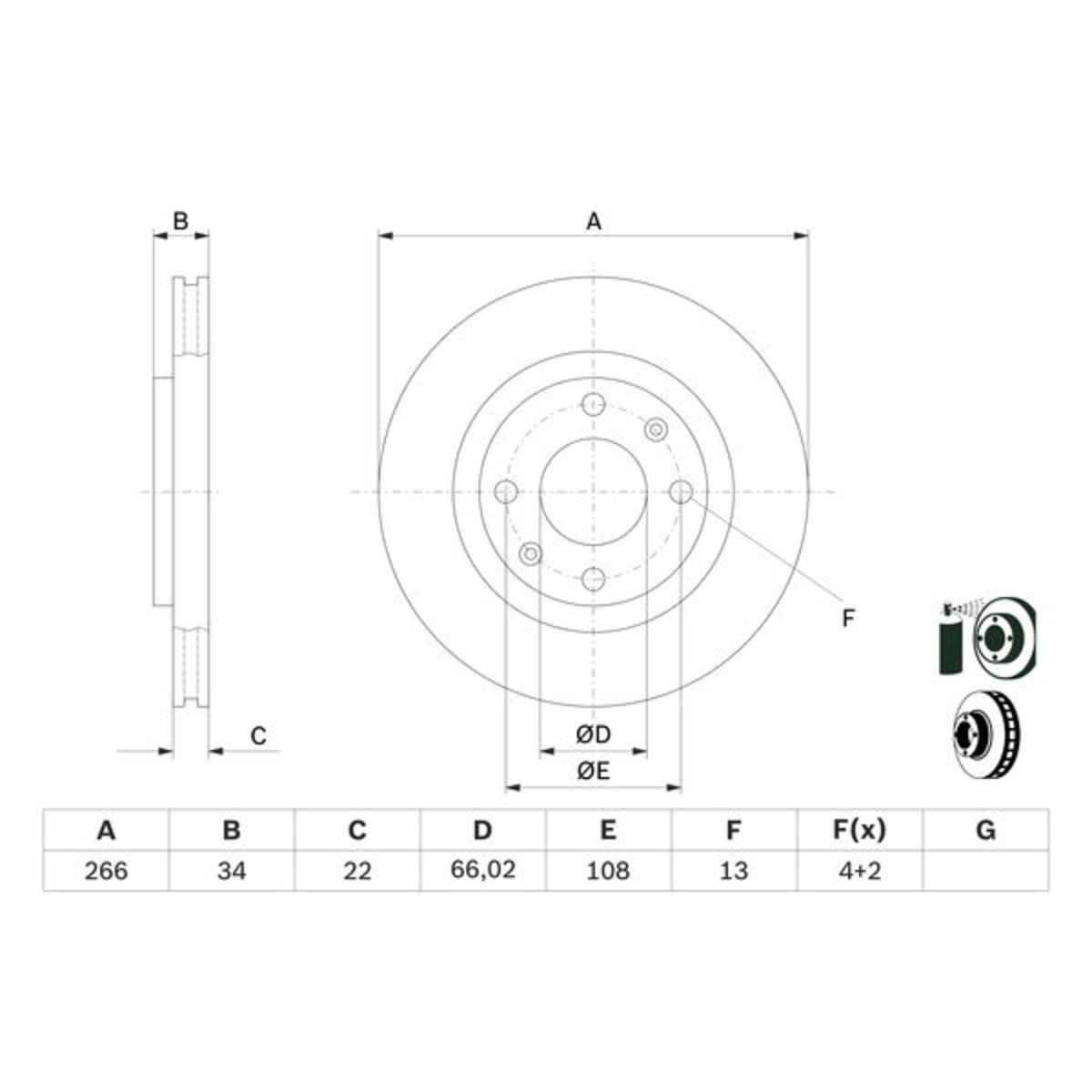 Disco freno BOSCH 0 986 478 618 anteriore, ventilato, 1 Pezzo