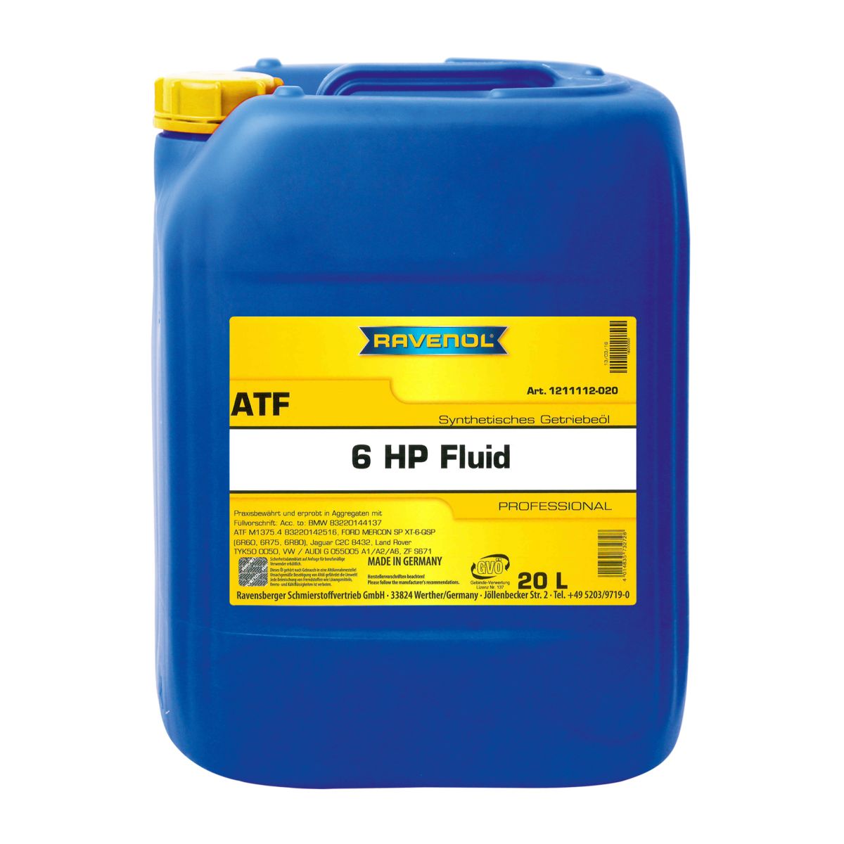 Huile de transmission RAVENOL 1211112 ATF 6HP FLUID 20L