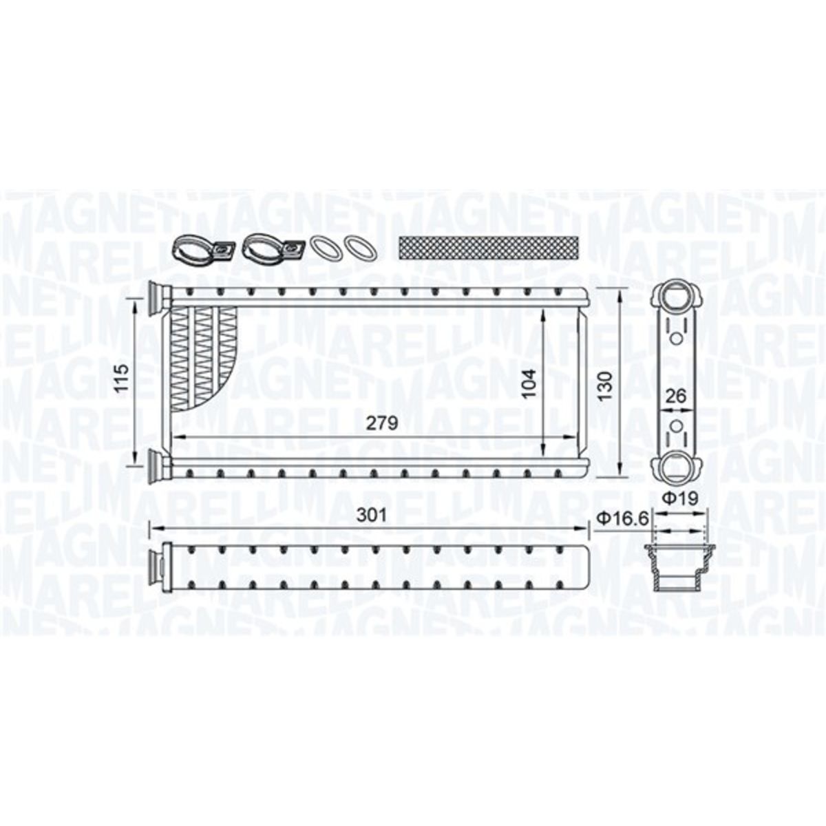 Magneti Marelli Warmtewisselaar, Interieur Verwarming 350218514000