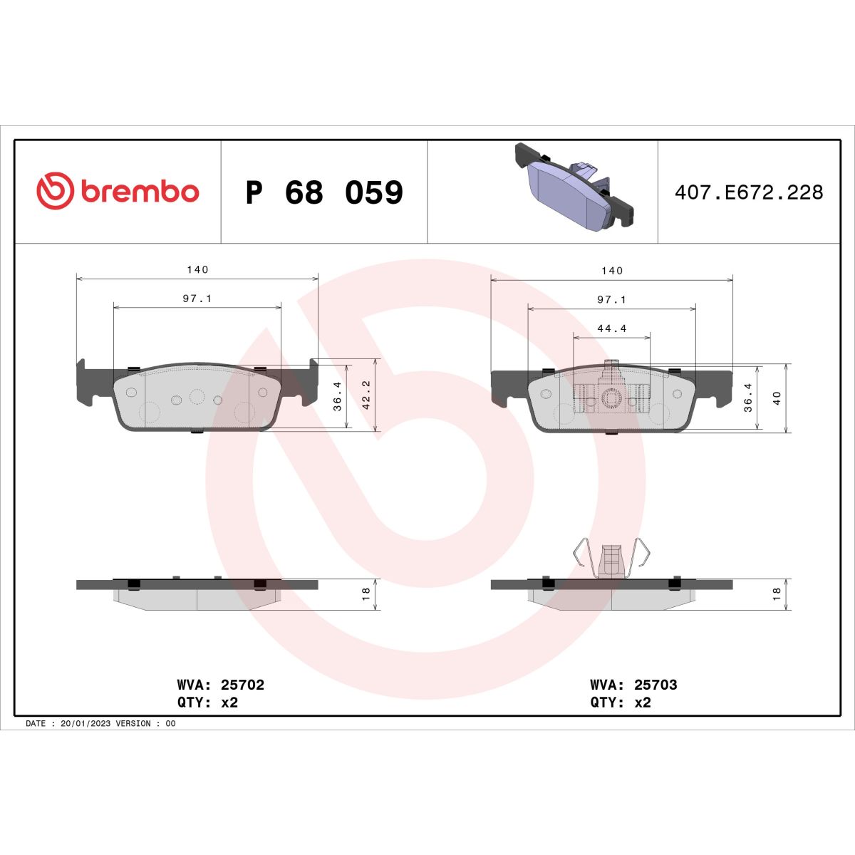 Image of Remblokset  Xtra , voor