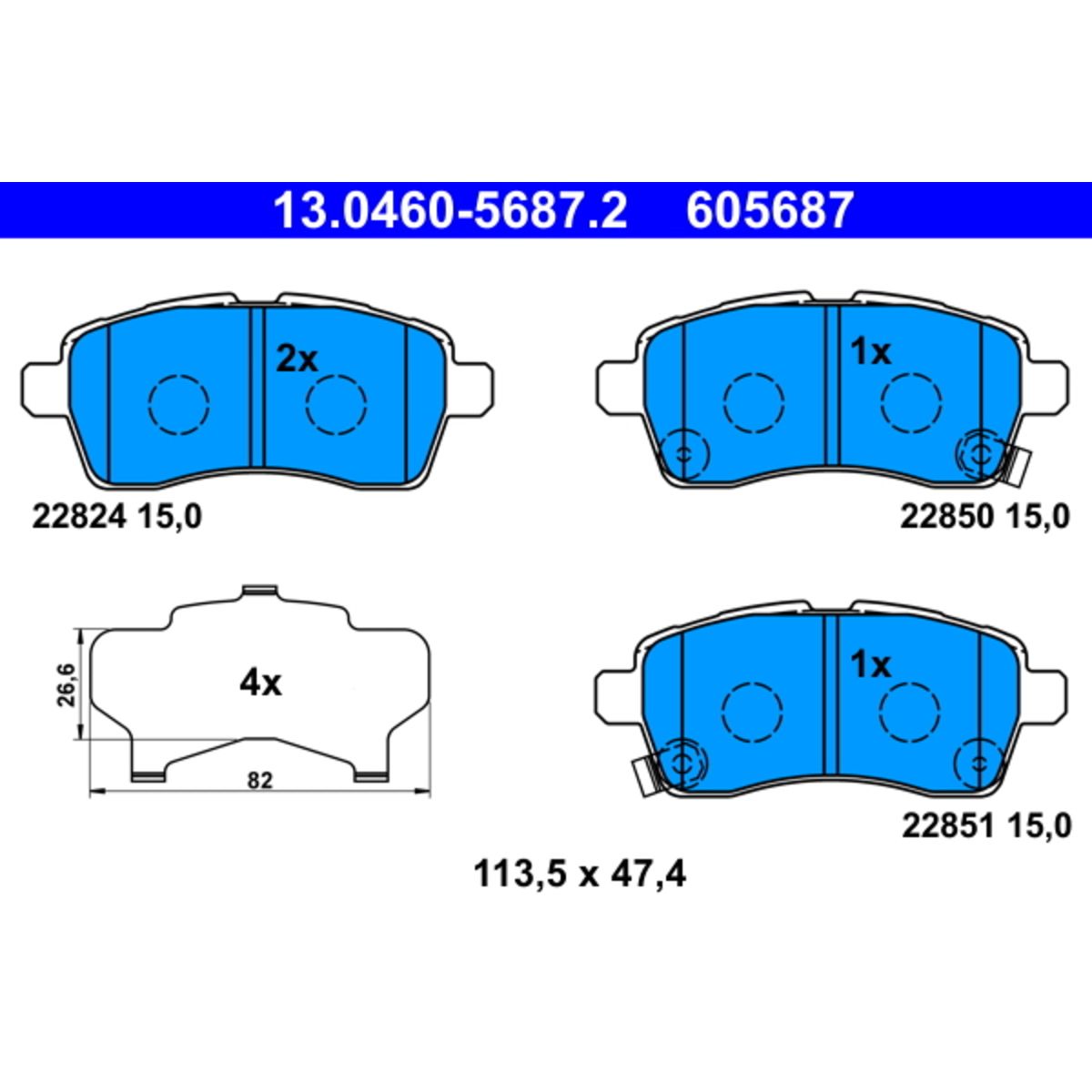 Bremsbelagsatz ATE 13.0460-5687.2, Vorne