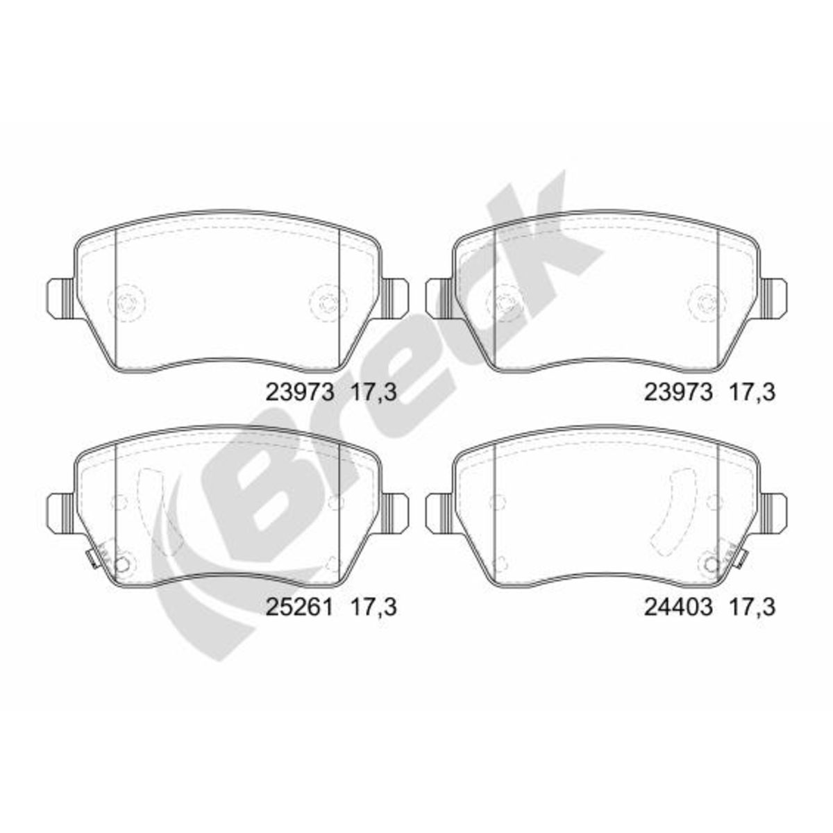 Set di pastiglie freno BRECK 24403 00 702 00, anteriore