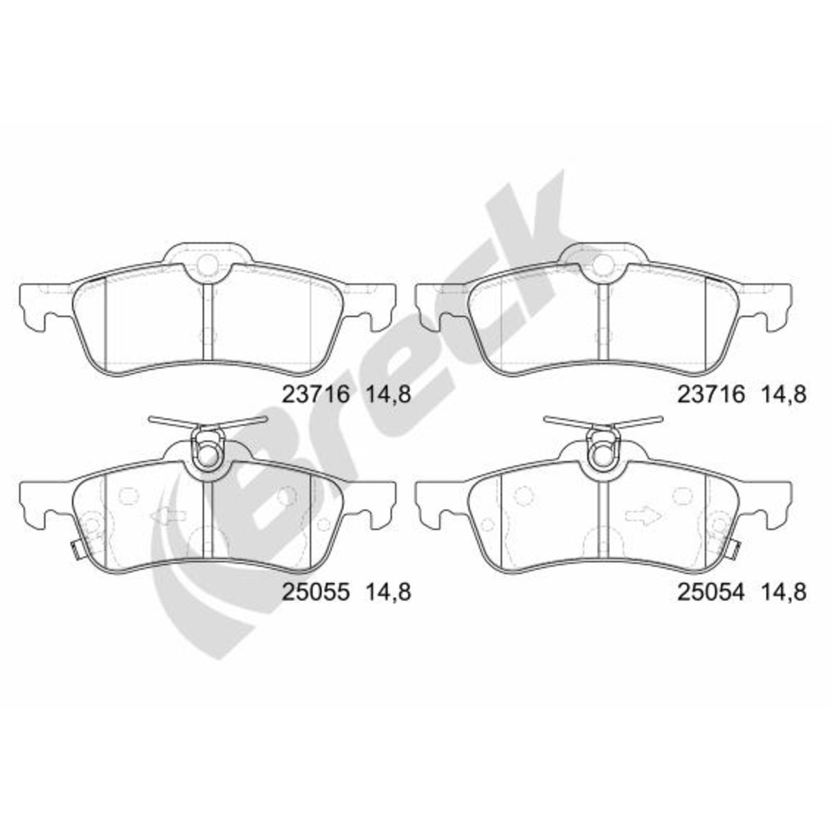 Bremsbelagsatz, Scheibenbremse BRECK 25054 00 704 00
