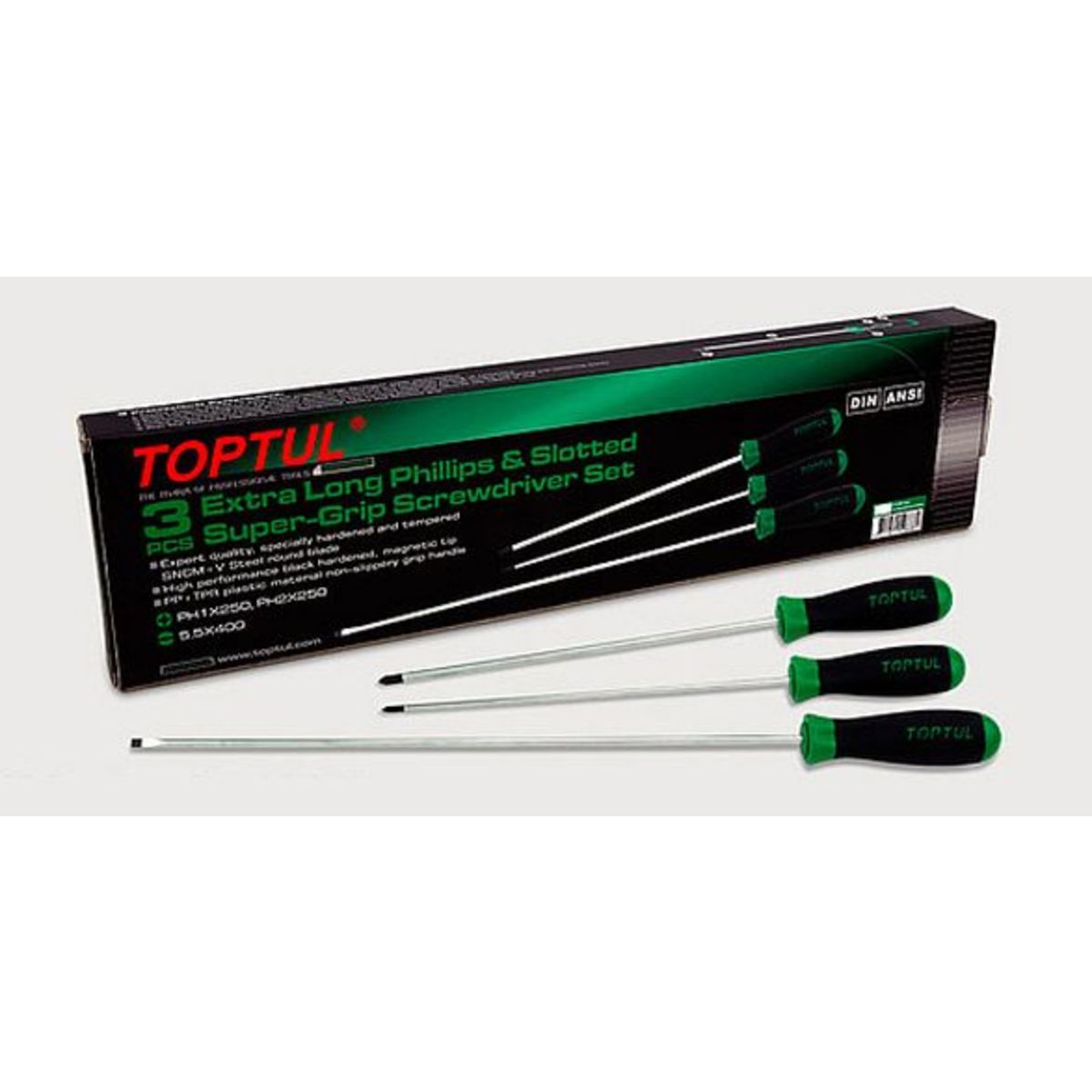 Image of Sleuf+Kruissleuf Schroevendrehersatz  3Stk PH1x250 PH2x250 Schlitz
