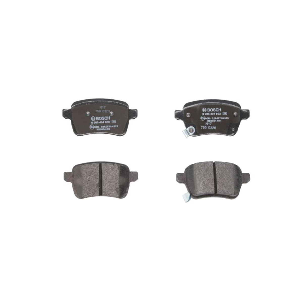 Bosch Jeu De Plaquettes De Frein 0 986 494 802, Arrière
