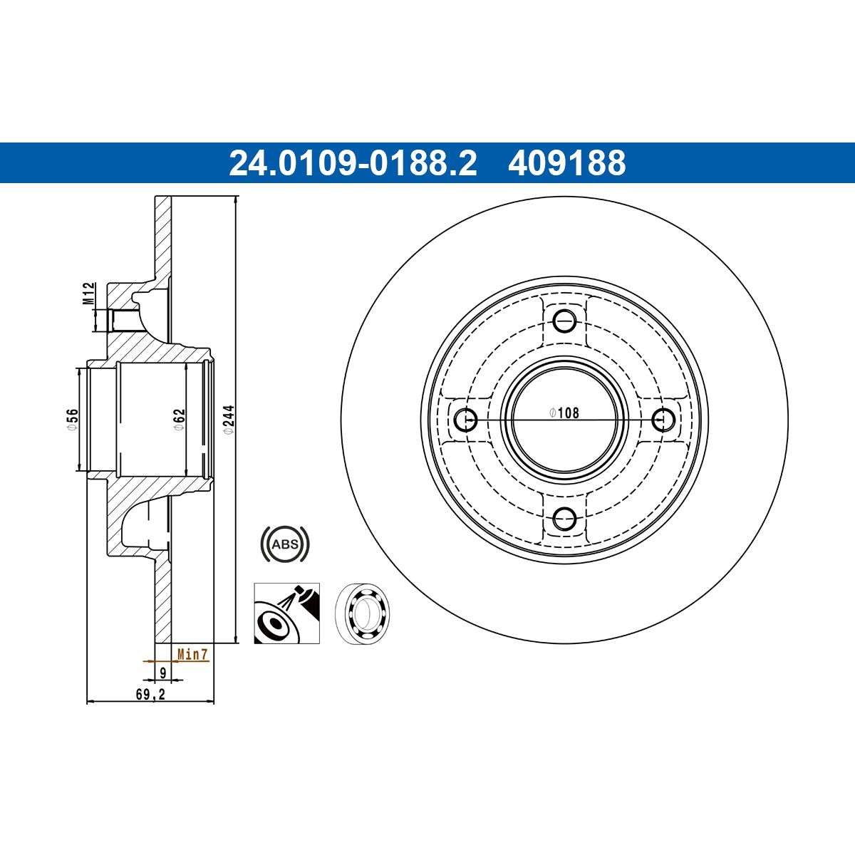 Bremsscheibe ATE 24.0109-0188.2