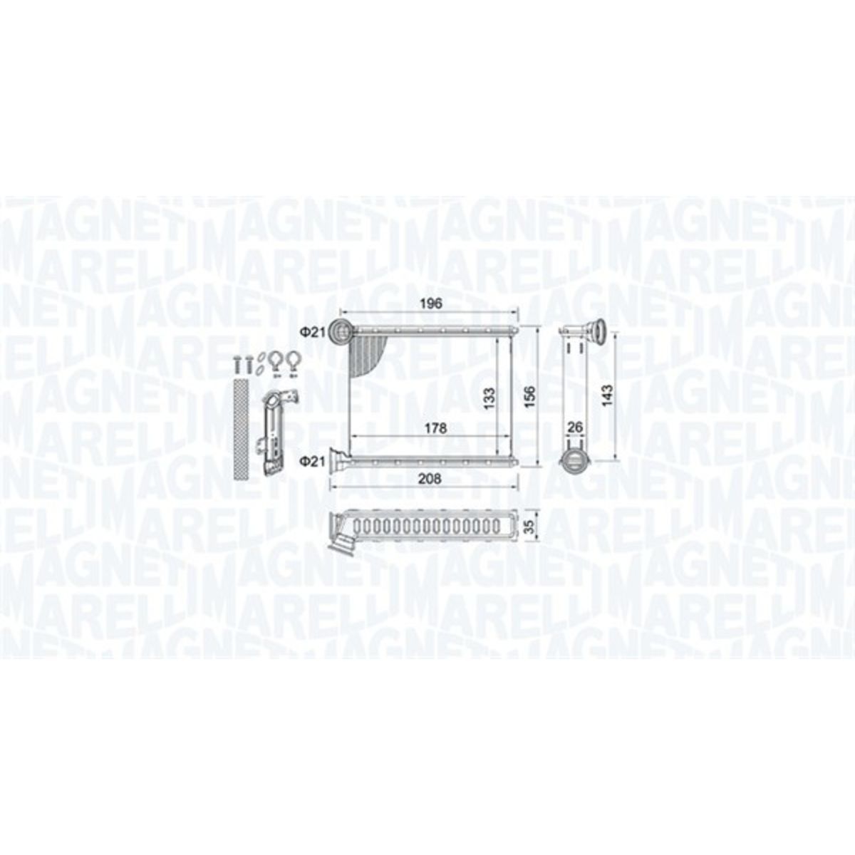 Magneti Marelli Warmtewisselaar, Interieur Verwarming 350218459000