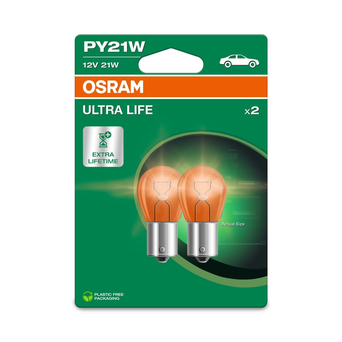 Osram Gloeilamp Ultra Life Py21w 12V, 21W, 2 Stuk
