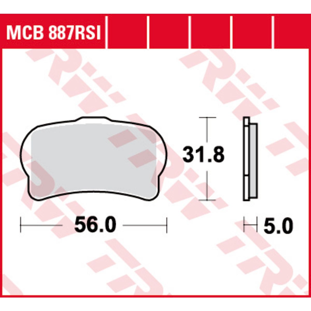 Bremsbelagsatz TRW MCB887RSI ohne Straßenzulassung